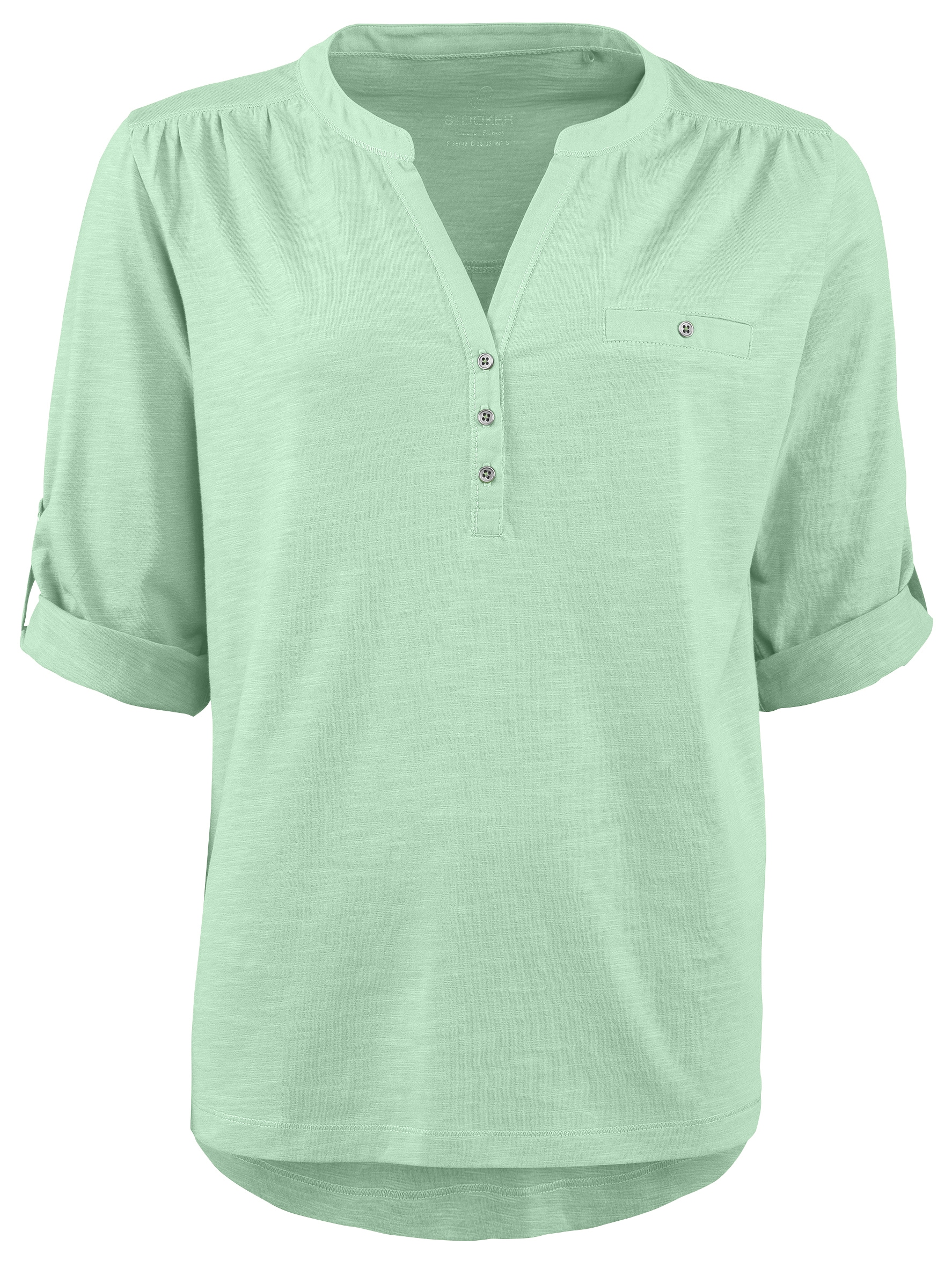 STOOKER WOMEN 3/4-Arm-Shirt »MARIE T-Shirt 3/4-Arm«, Regular Fit Slub Yarn Baumwolle Henley Shirt Knopfleiste für Damen