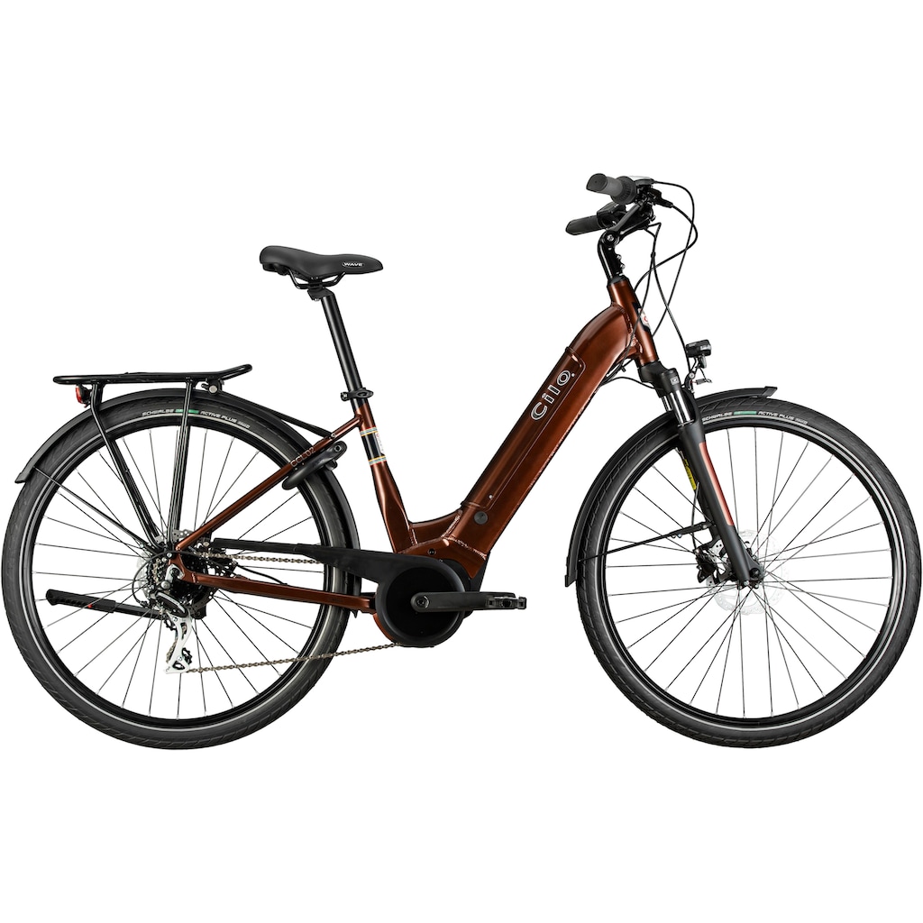 Cilo E-Bike »Cityliner CCLÂ°02+ Chocolate«, Shimano, Acera M360, Mittelmotor 250 W