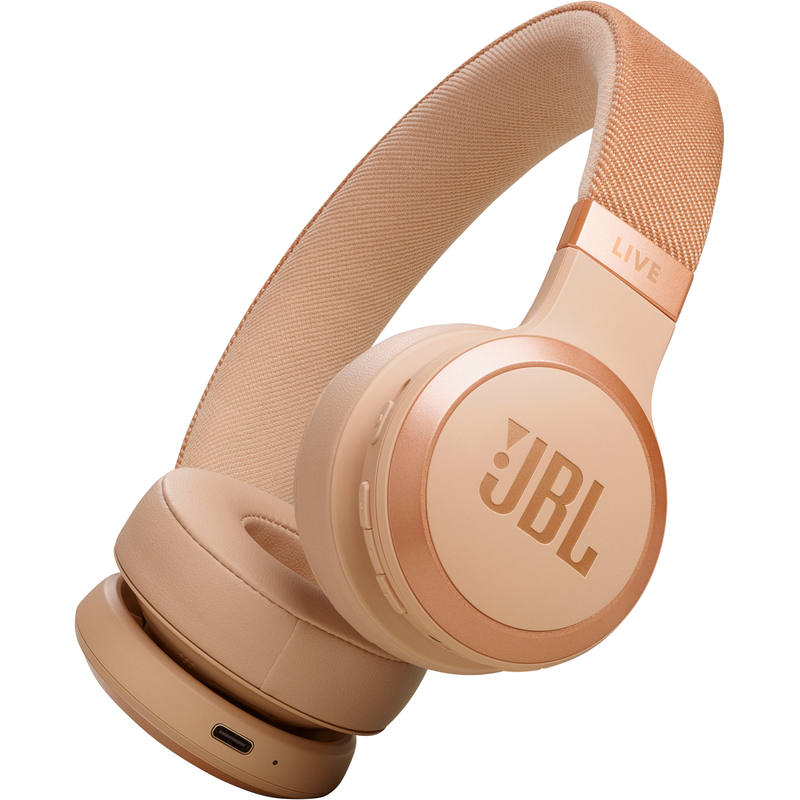 JBL On-Ear-Kopfhörer »LIVE 670NC« Bluetooth On-Ear-Kopfhörer Beige Bis zu 65 Stunden Akkulaufzeit mit Schnellladefunktion