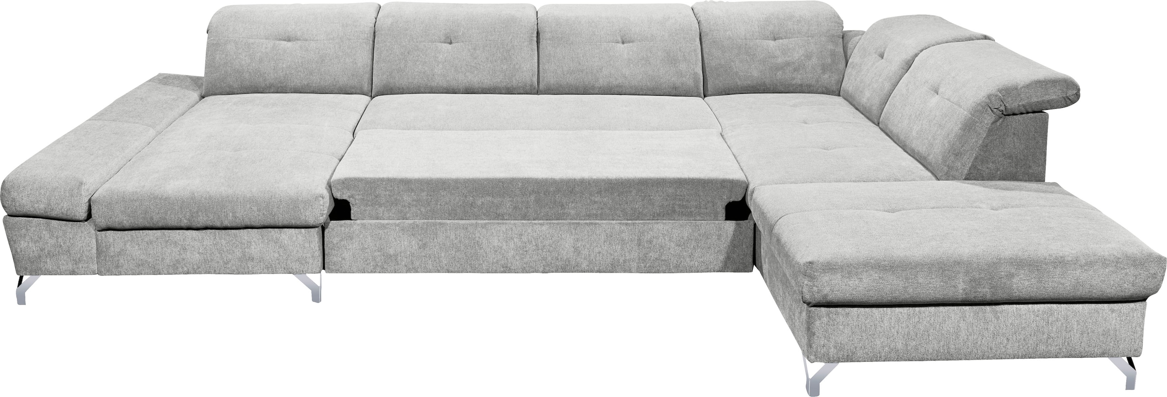 ED EXCITING DESIGN Wohnlandschaft »Melfi U-Form mit Bettfunktion, Bettkasten«, Arm- & Kopfteilverstellung & 3 Nierenkissen