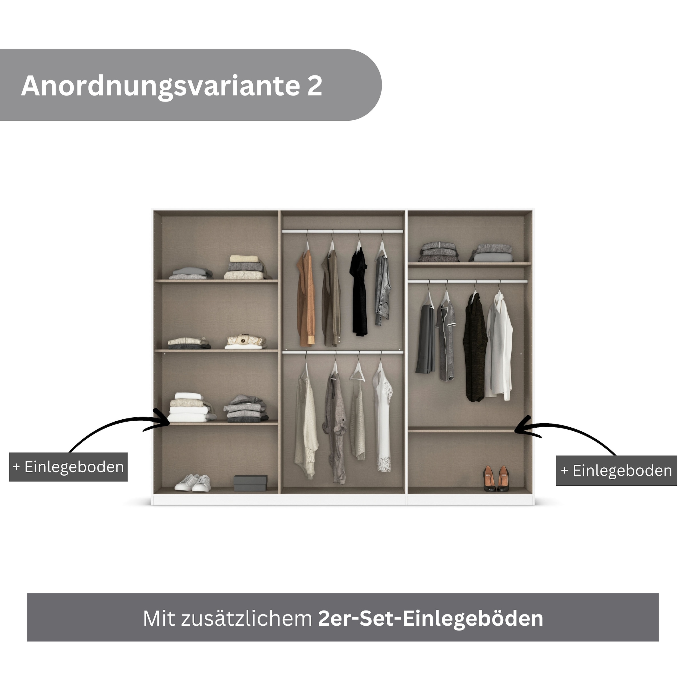 rauch Drehtürenschrank »Kleiderschrank Schrank Garderobe AGORDO mit Dekor- oder Hochglanzfront«, (in zwei Griff-Farben), durchdachte Innenausstattung, in 6 Breiten und 2 Höhen MADE IN GERMANY