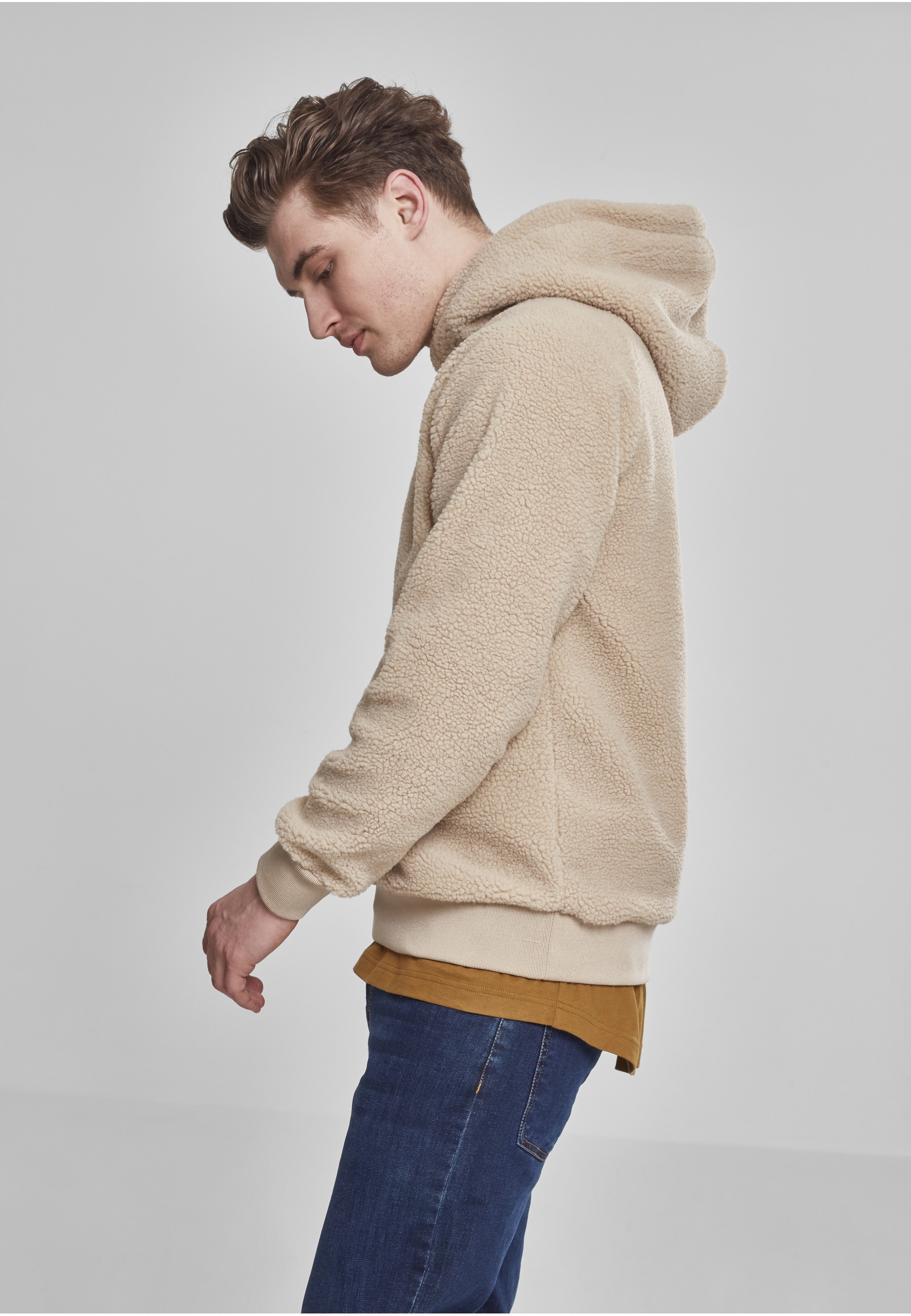 URBAN CLASSICS Rundhalspullover »Urban Classics Herren Sherpa Hoody« 1 Stk.
