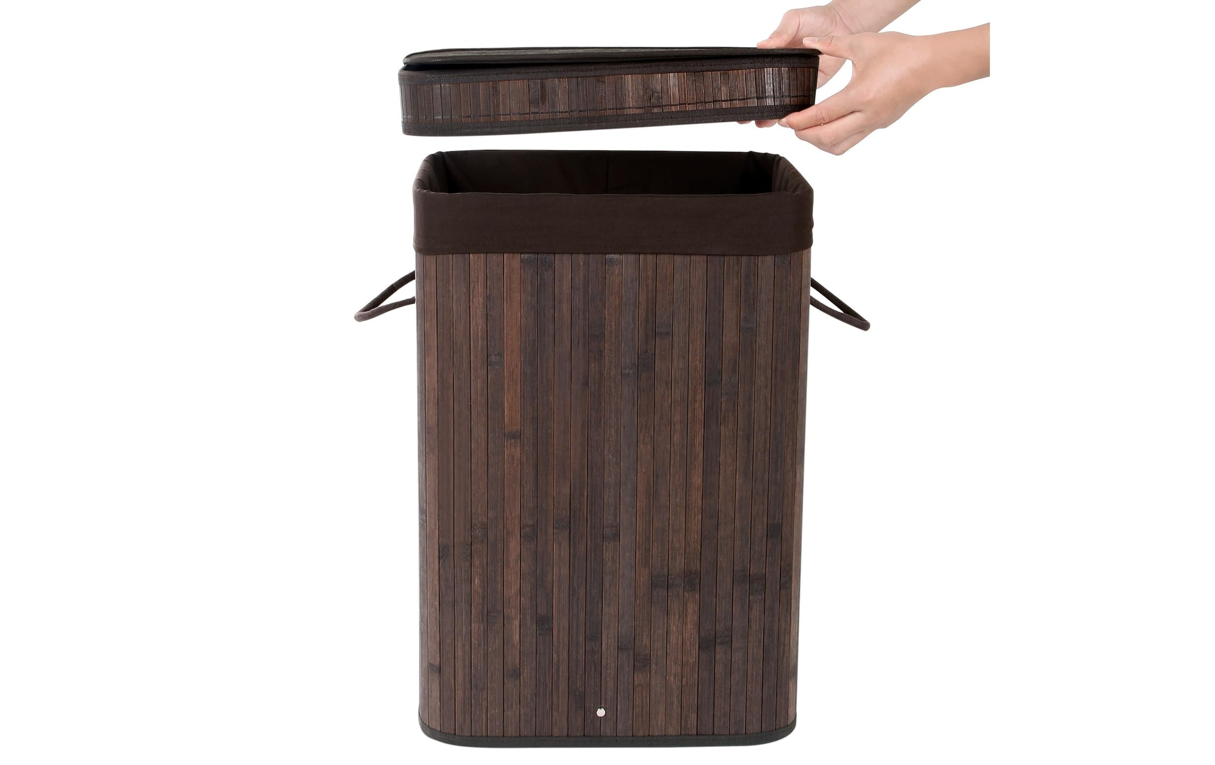 SONGMICS Wäschekorb »für trockene Wäsche 72 l, Dunkelbraun« Holzart: Bambus (China)