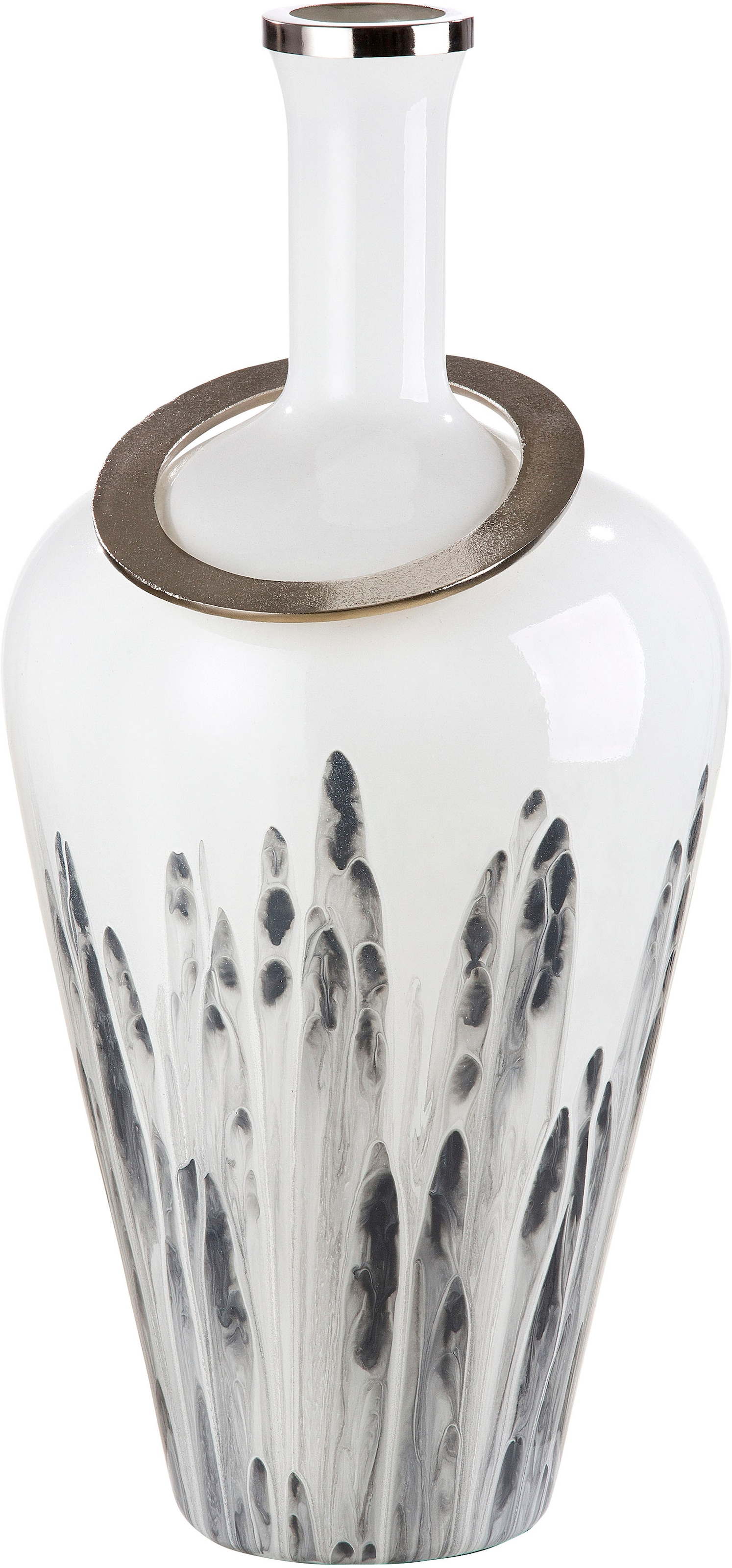 GILDE Bodenvase »Statuario«, durchgefärbtes Glas, mit Metallring