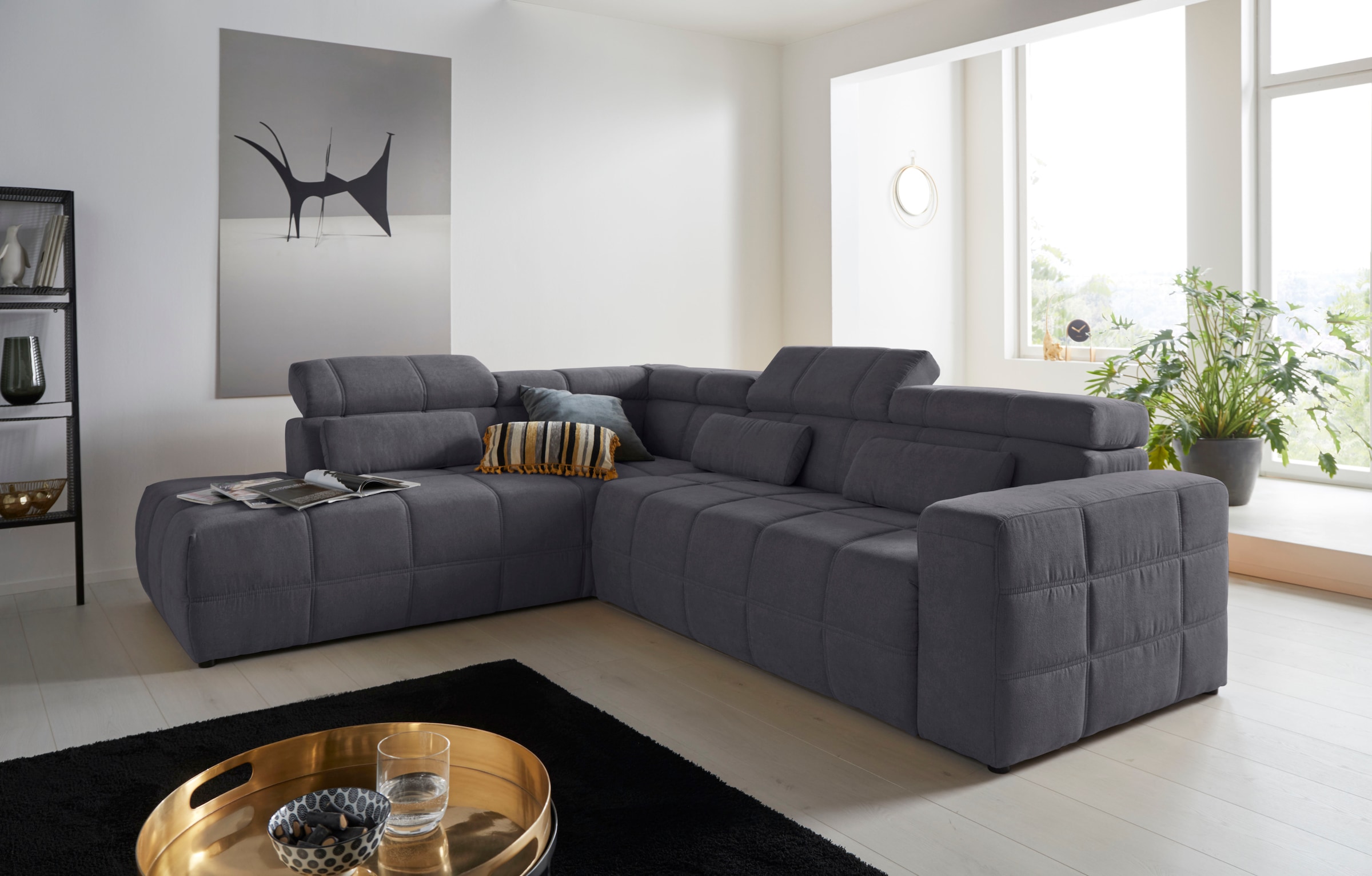DOMO collection Ecksofa »Brandon L-Form, auch in Leder«, inklusive Kopfteil günstig online kaufen