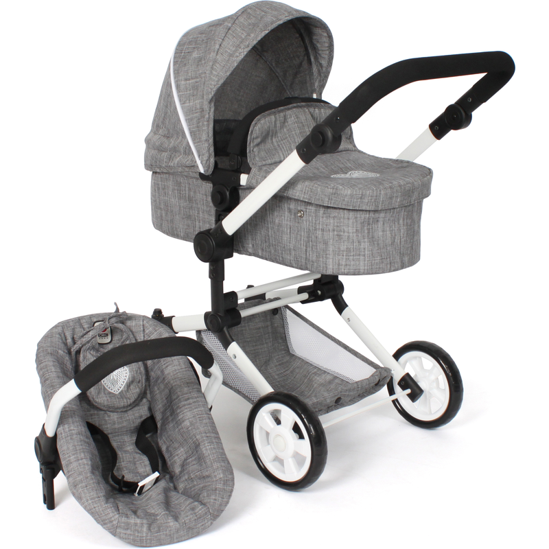 CHIC2000 Kombi-Puppenwagen »Linus, Jeans Grey« mit Babywanne und Autositz Jeans Grey