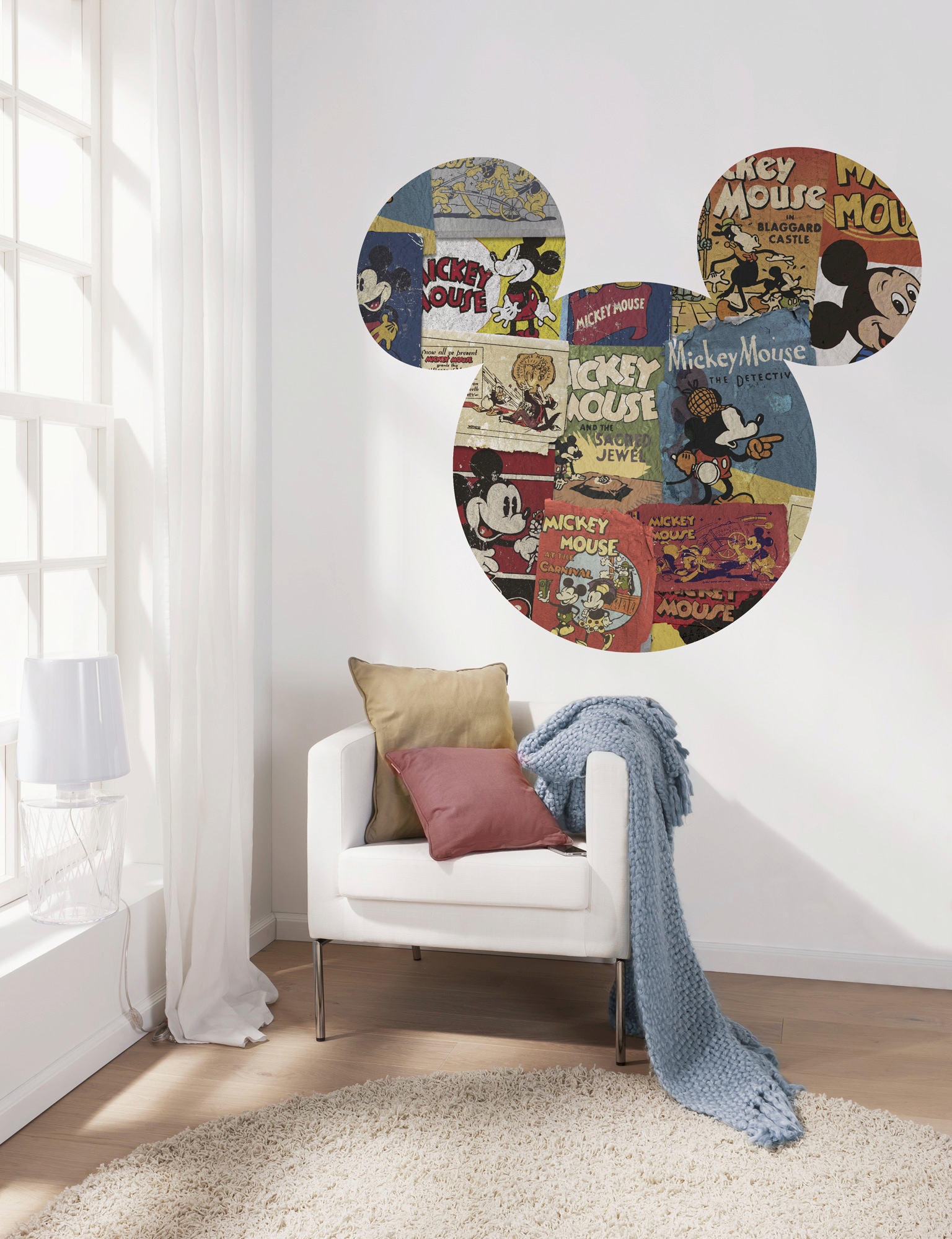 Komar Vliestapete »Vlies selbstklebend - Mickey Head Billboard - Größe 125 x 125 cm«, bedruckt, Kinderzimmer