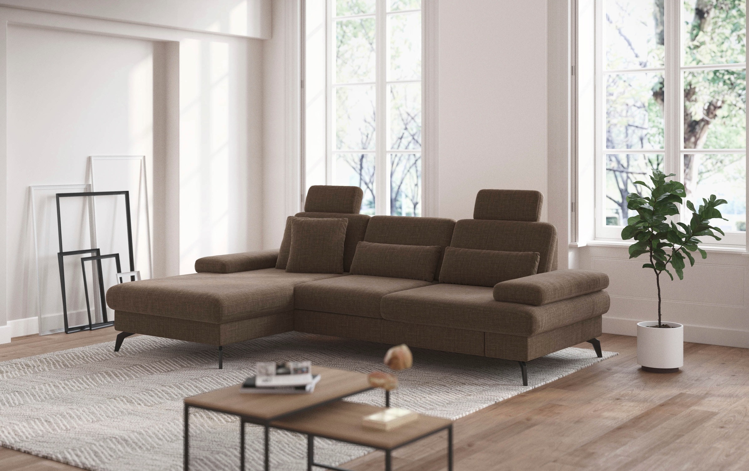 sit&more Ecksofa »Morris L-Form, inkl. Sitztiefenverstellung«, wahlweise mit Armteilverstellung, Bettfunktion & Bettkasten