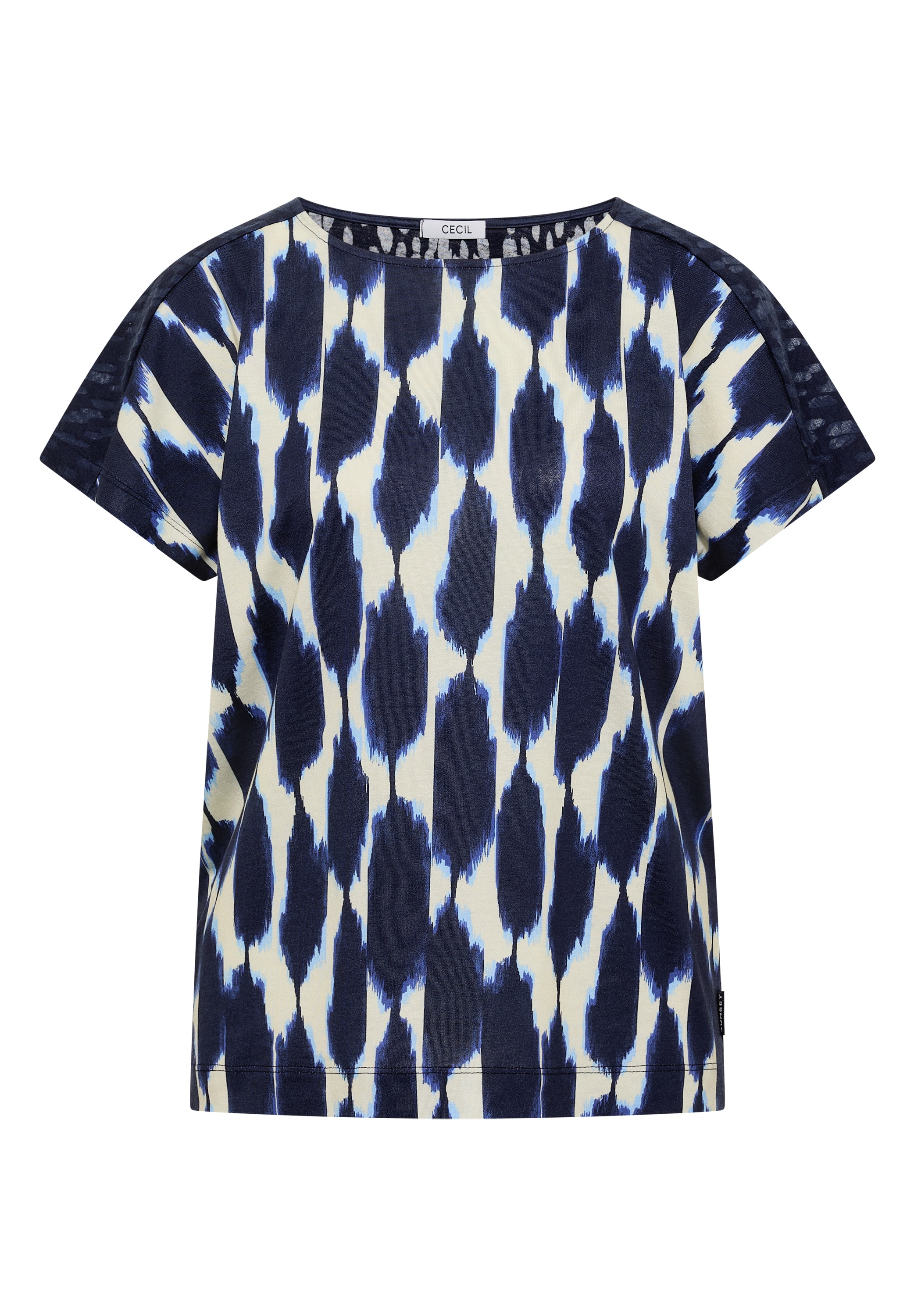Cecil T-Shirt Sommershirt, Elastikbund, U-Boot-Ausschnitt