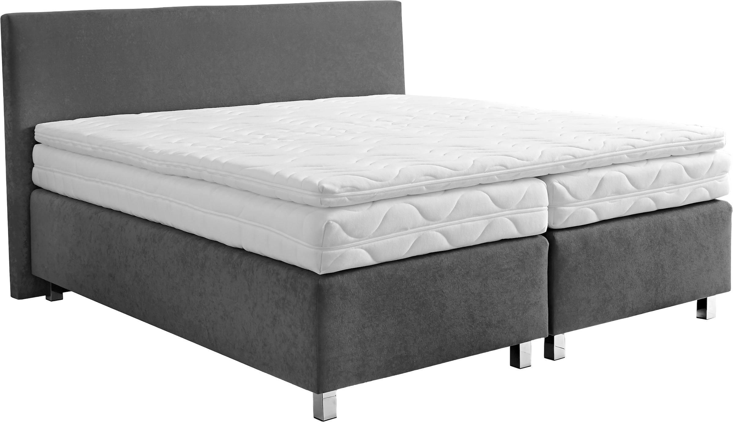 Westfalia Schlafkomfort Boxspringbett »Florenz in den Breiten 160x200, 180x200cm & 200x200cm« Verchromte Metallfüße, die die Kopfteilform aufgreifen