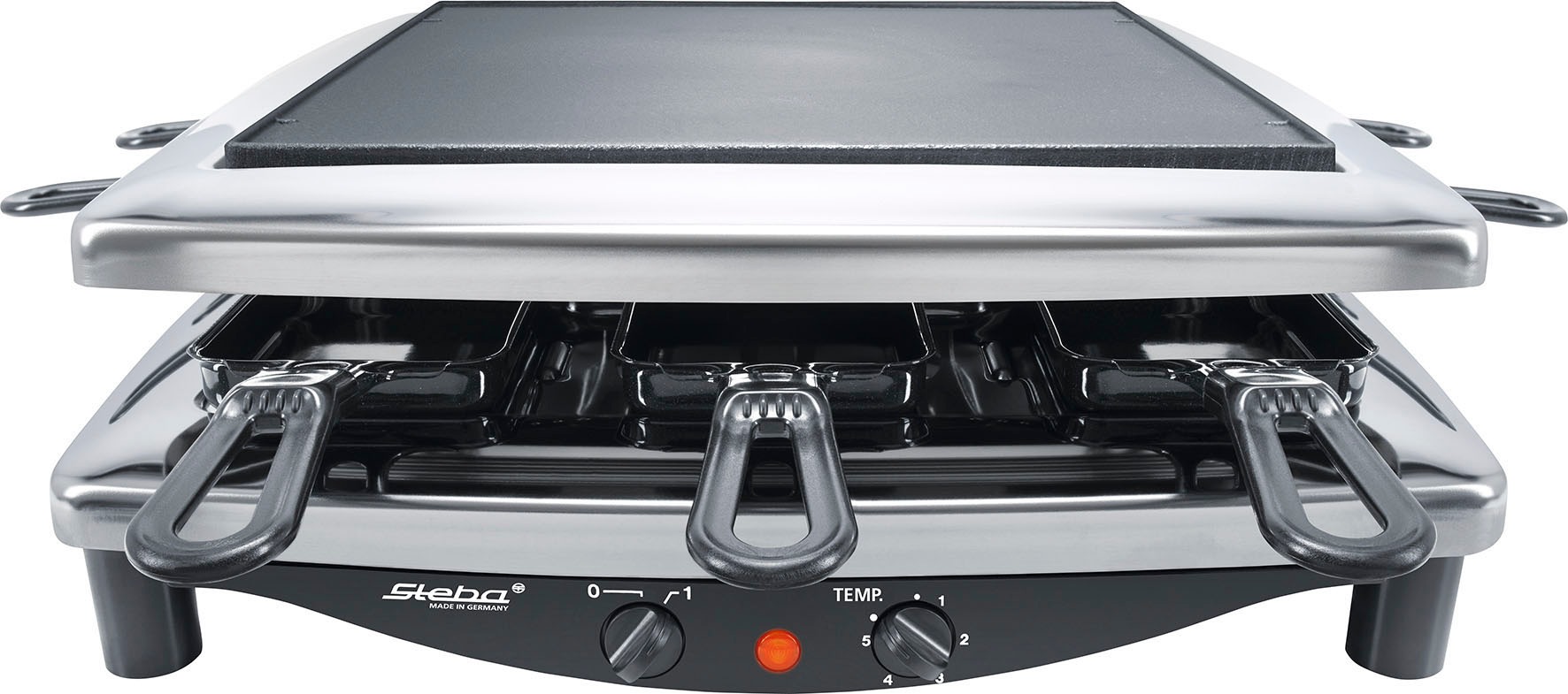 Steba Raclette »RC 3 plus chrom«, 8 St. Raclettepfännchen, 1450 W