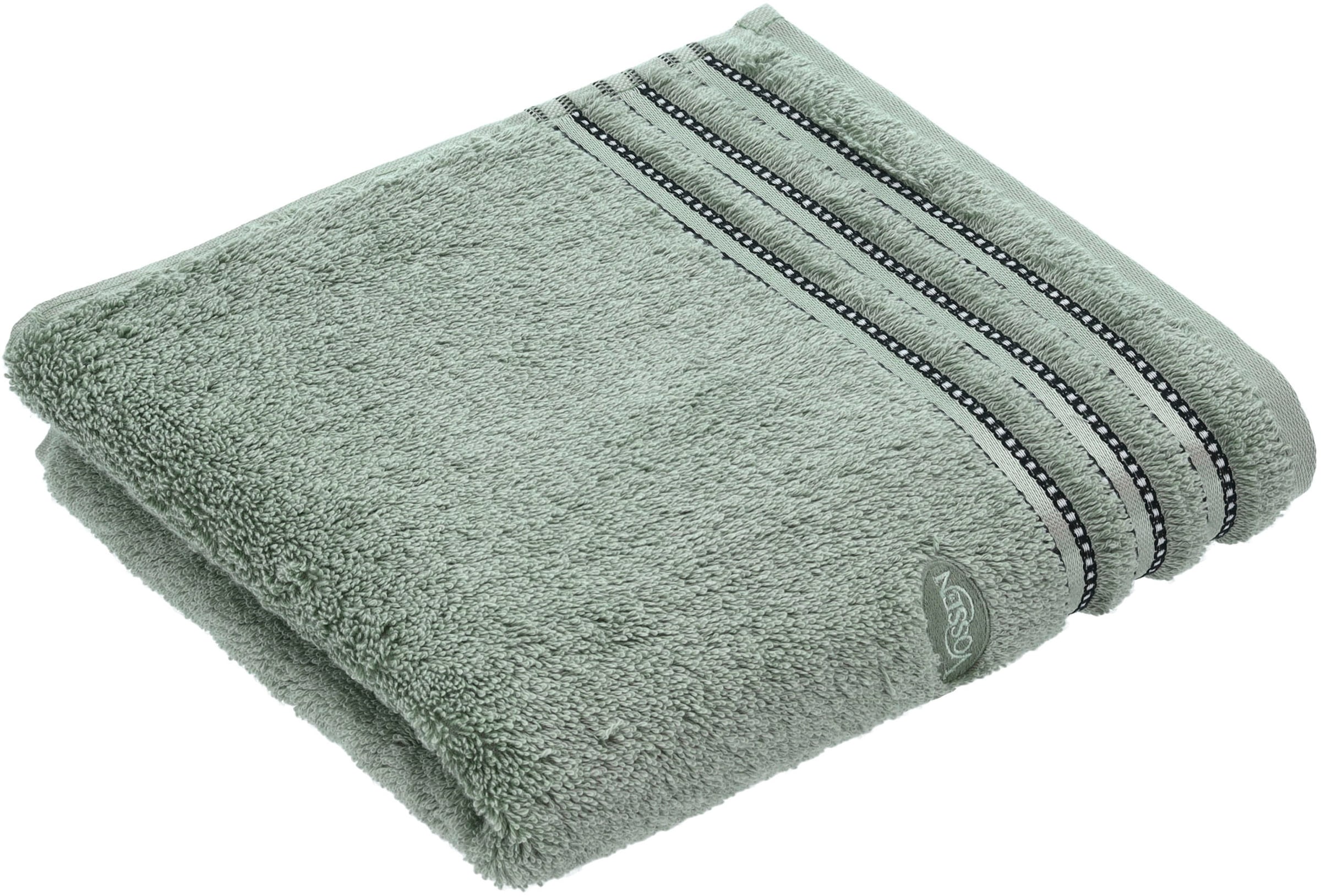 Saunatuch »Cult de Luxe« mit Glanzbordüre grün Walkfrottee, Obermaterial: 100% Baumwolle B/L: 100cmx150cm, 1 Stk., Walkfrottee