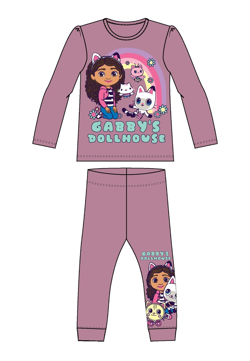 Name It Schlafanzug »NMFSABA GABBY LS NIGHTSET NOOS SKY«, (Set, 2 tlg.), mit süßen Motiven