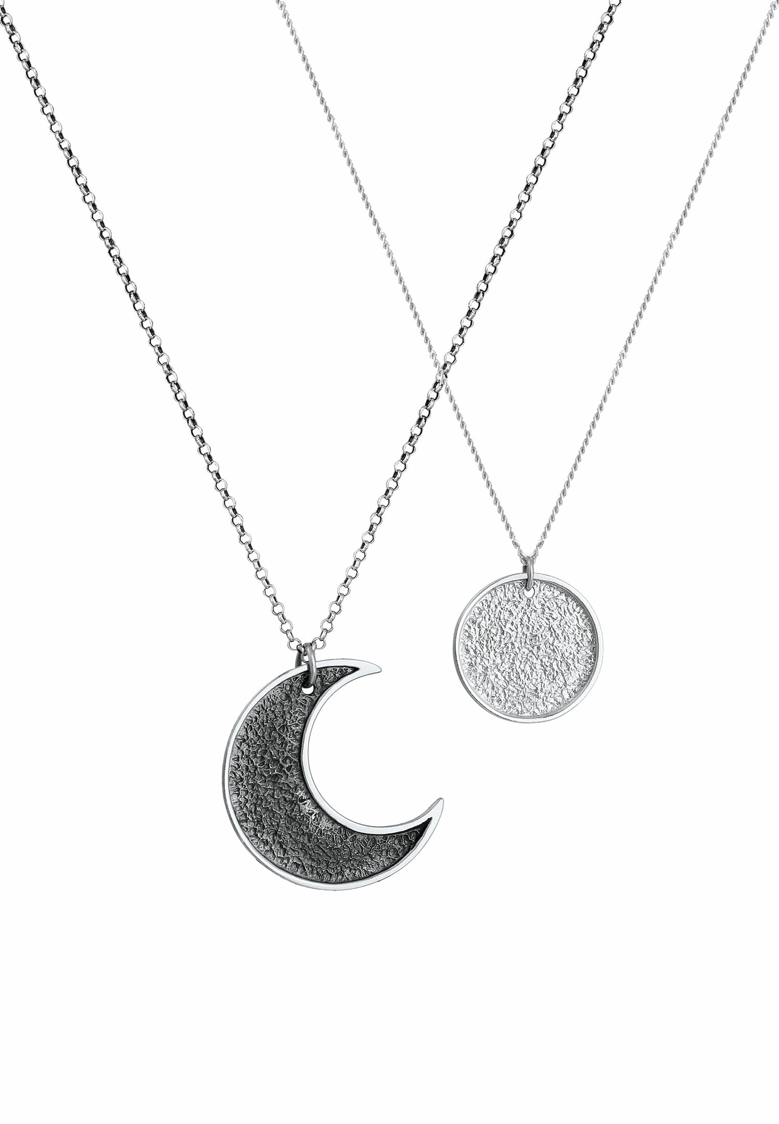 Elli Ketten-Set »Partnerkette Halbmond Sonne Plättchen 925 Silber«