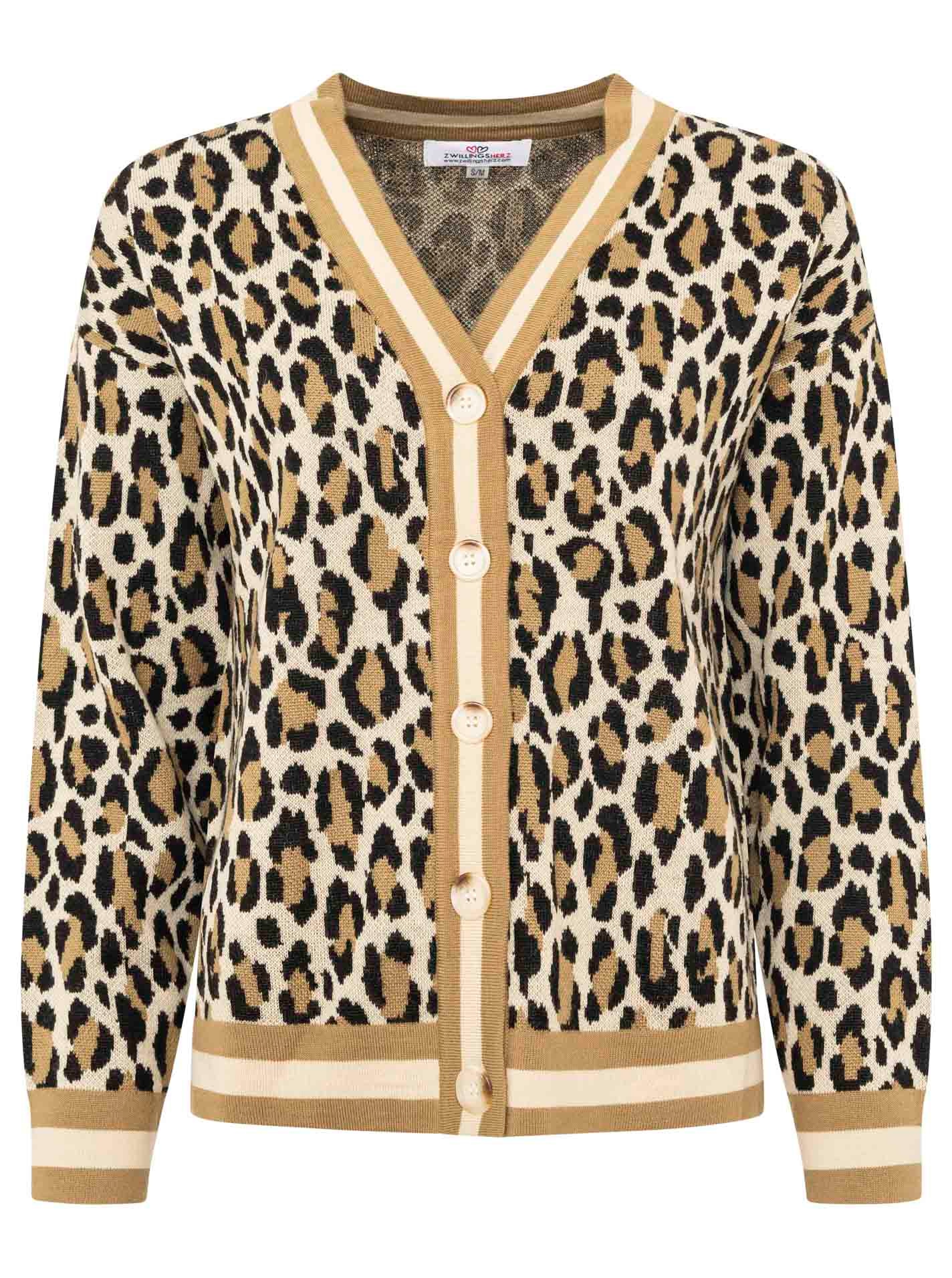 Zwillingsherz Strickjacke »"Leo Streifen"« mit Knöpfen, Leomuster und Streifenbündchen