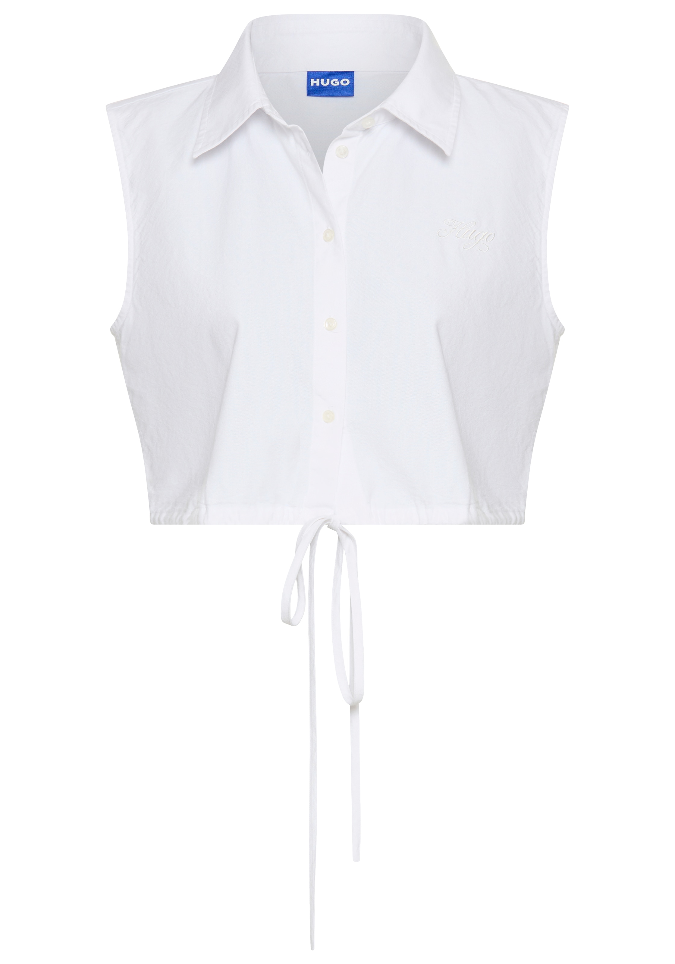 HUGO Blue Klassische Bluse »Ejoy_B«, in Wickeloptik, mit Logostickerei