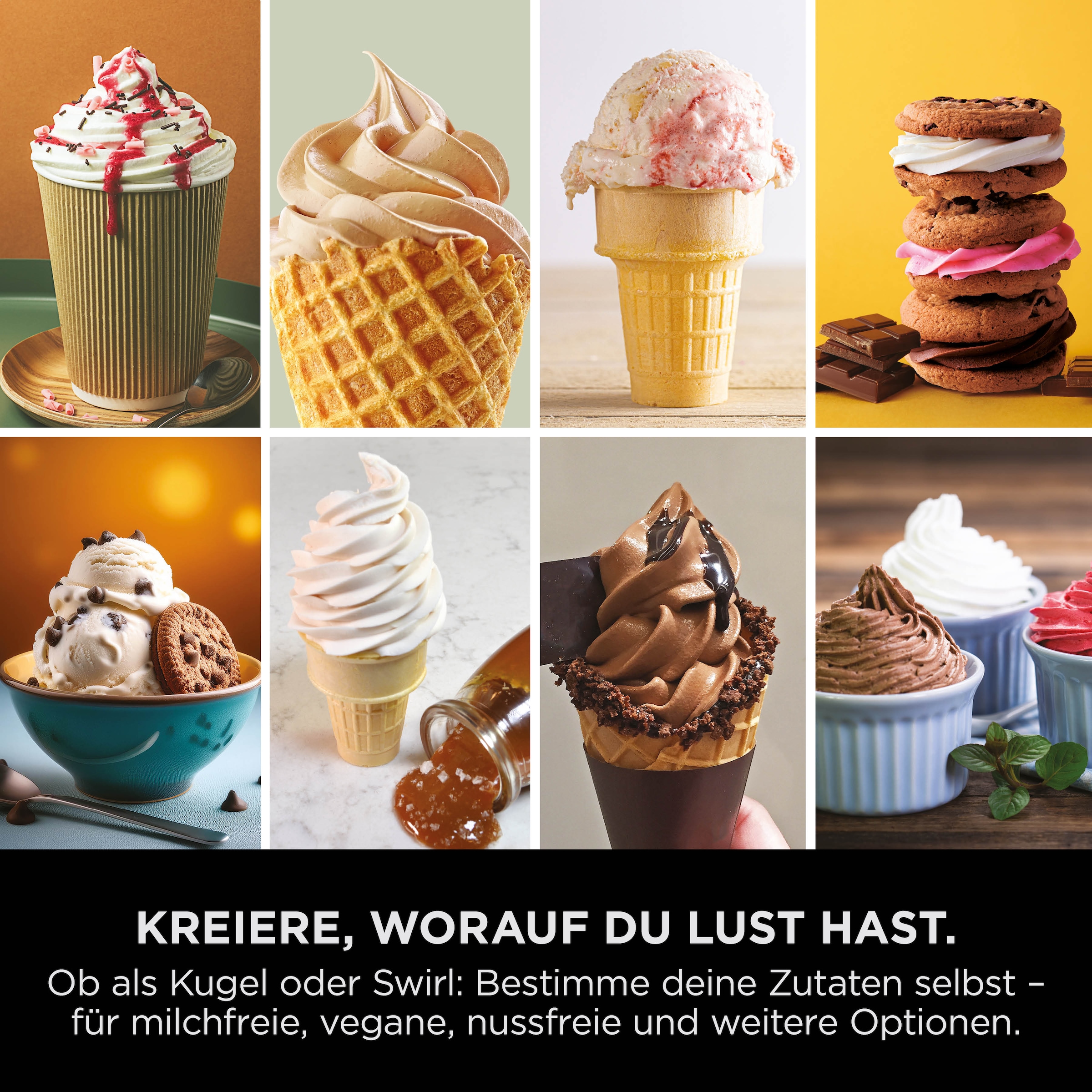 NINJA Eismaschine »Ninja CREAMi Scoop & Swirl 13-in-1 Softeis- und Eismaschine NC702EU« 0,48 l proteinreiche Leckereien mit weniger als 150 kcal