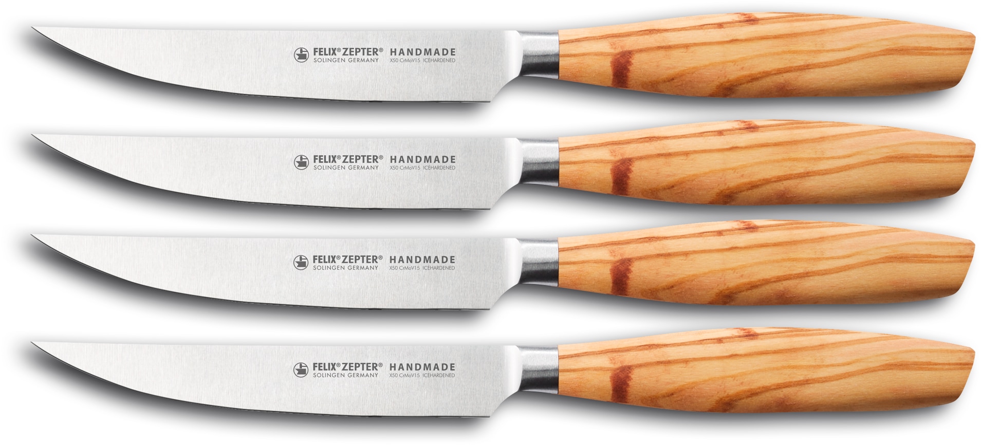 Felix Solingen Steakmesser »SIZE S OLIVE«, (Set, 4 tlg.), Handmade in Solin günstig online kaufen
