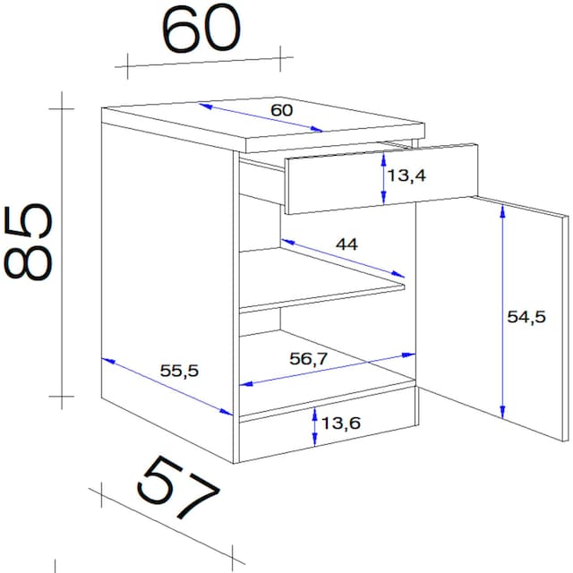 Flex-Well Unterschrank »Wito«, (B x H x T) 60 x 85/86 x 60 cm jetzt im  %Sale