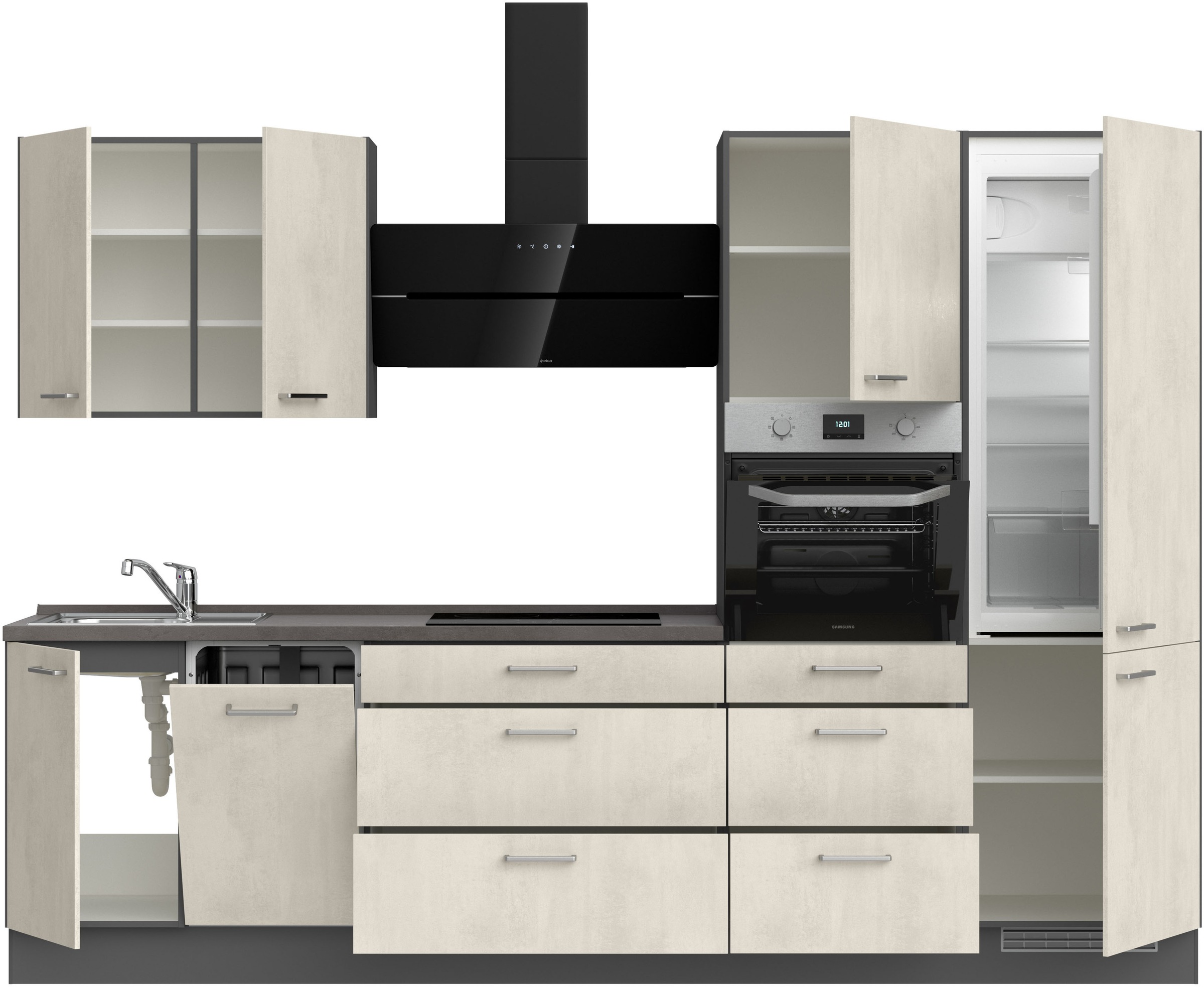 nobilia® Küchenzeile »"Riva II"«, vormontiert, Ausrichtung wählbar, Breite 300 cm, wahlw. mit E-Geräten