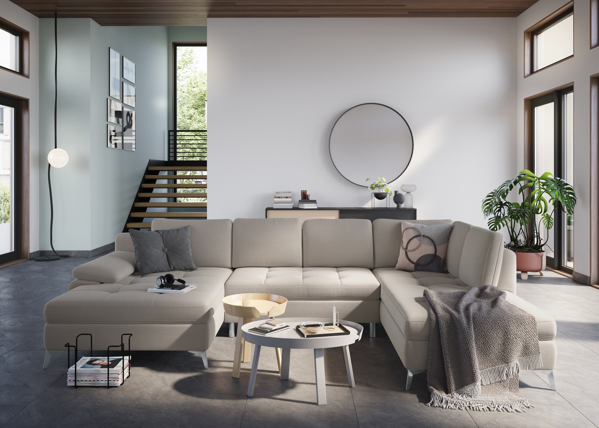 sit&more Wohnlandschaft »Latigo U-Form«, mit Recamiere, wahlweise mit Bettfunktion und Bettkasten