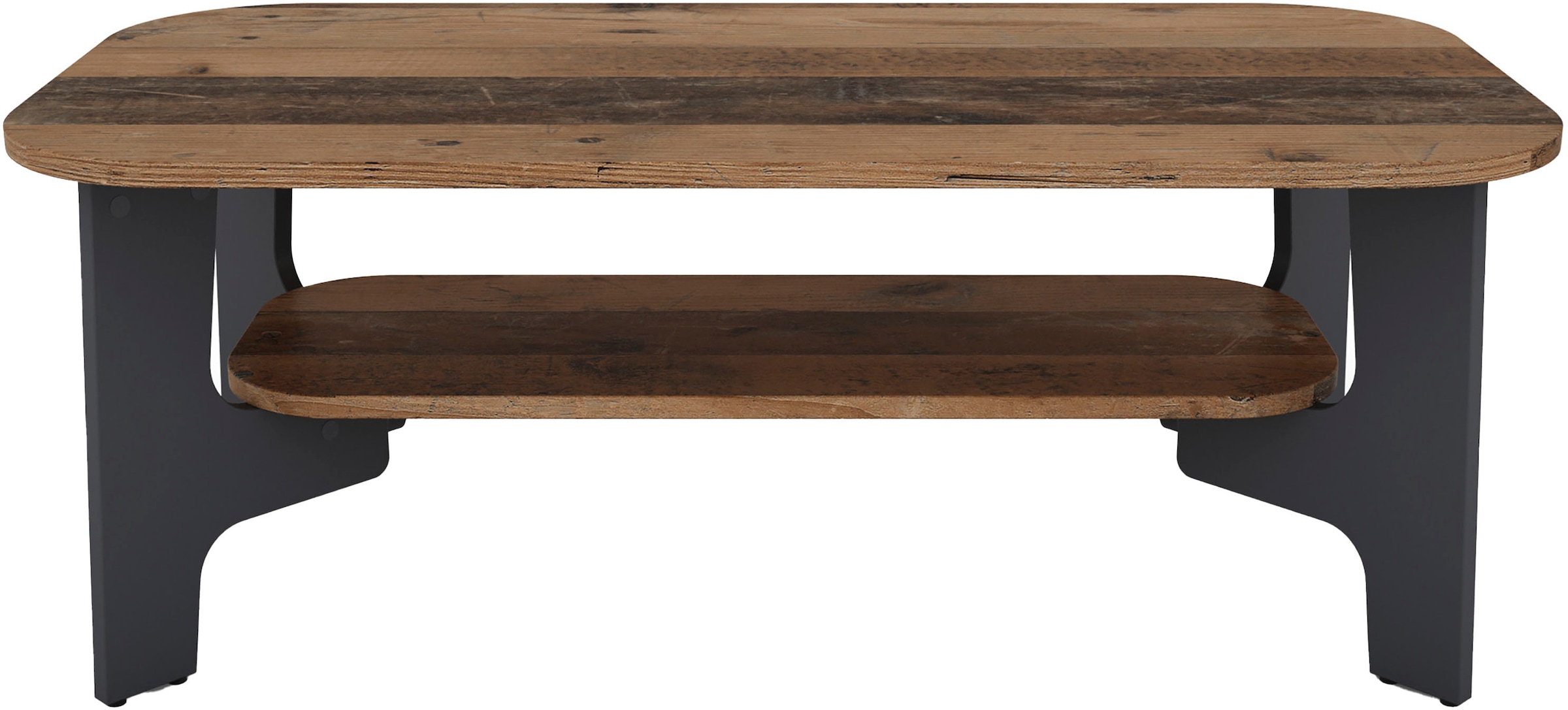 byLIVING Couchtisch »JONNY« Tischplatte Artisan Eiche o. Old Wood, Gestell anthrazit, Ablageboden