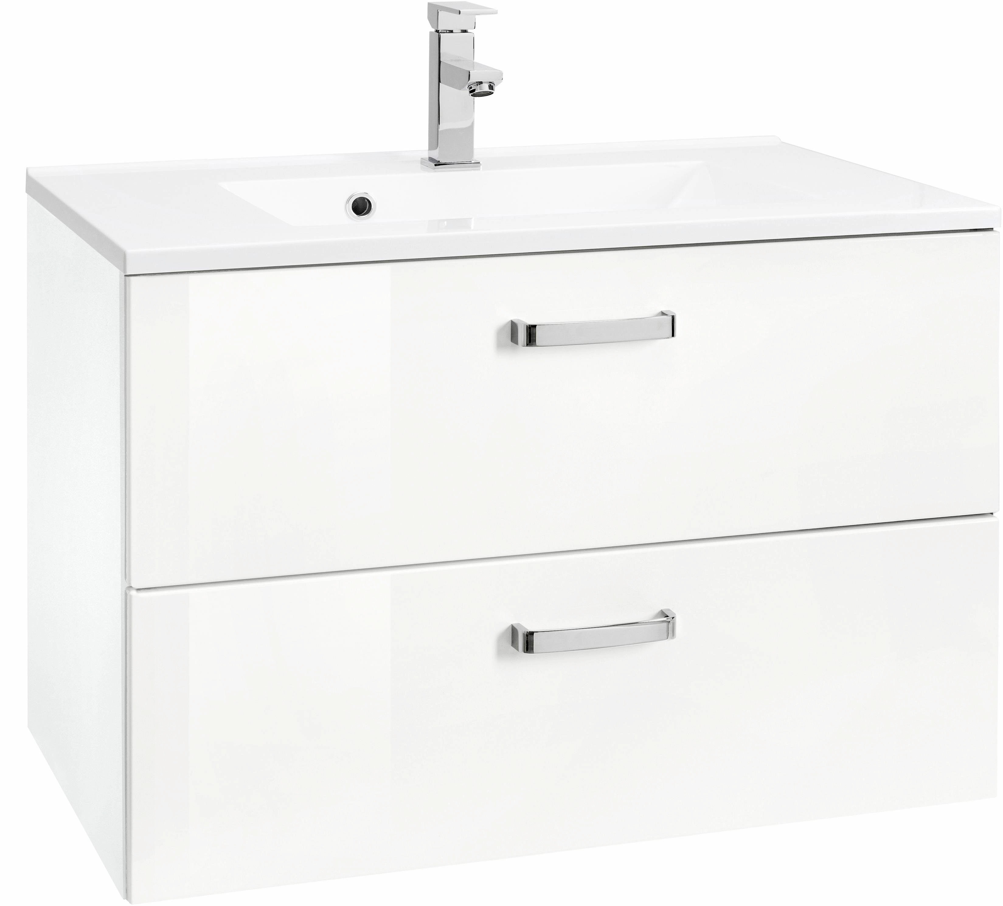 Waschbeckenunterschrank „Ravenna“, Bad, Waschtisch inkl. Waschbecken, weiß/weiß B/H/T: 70 cm x 56 cm x 47 cm