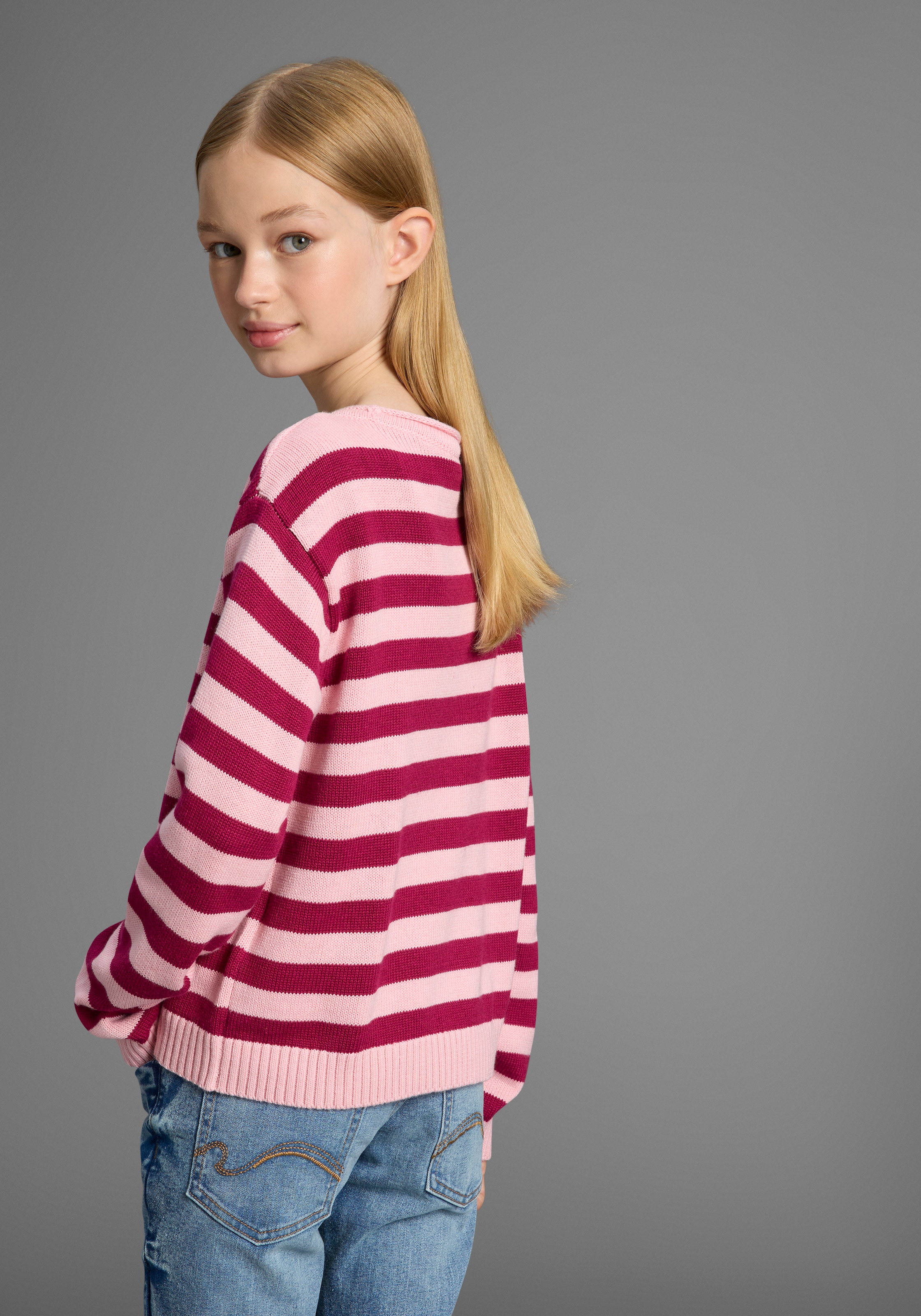 KIDSWORLD Strickpullover »Ringelpullover« Ringelpullover mit Rollsaum