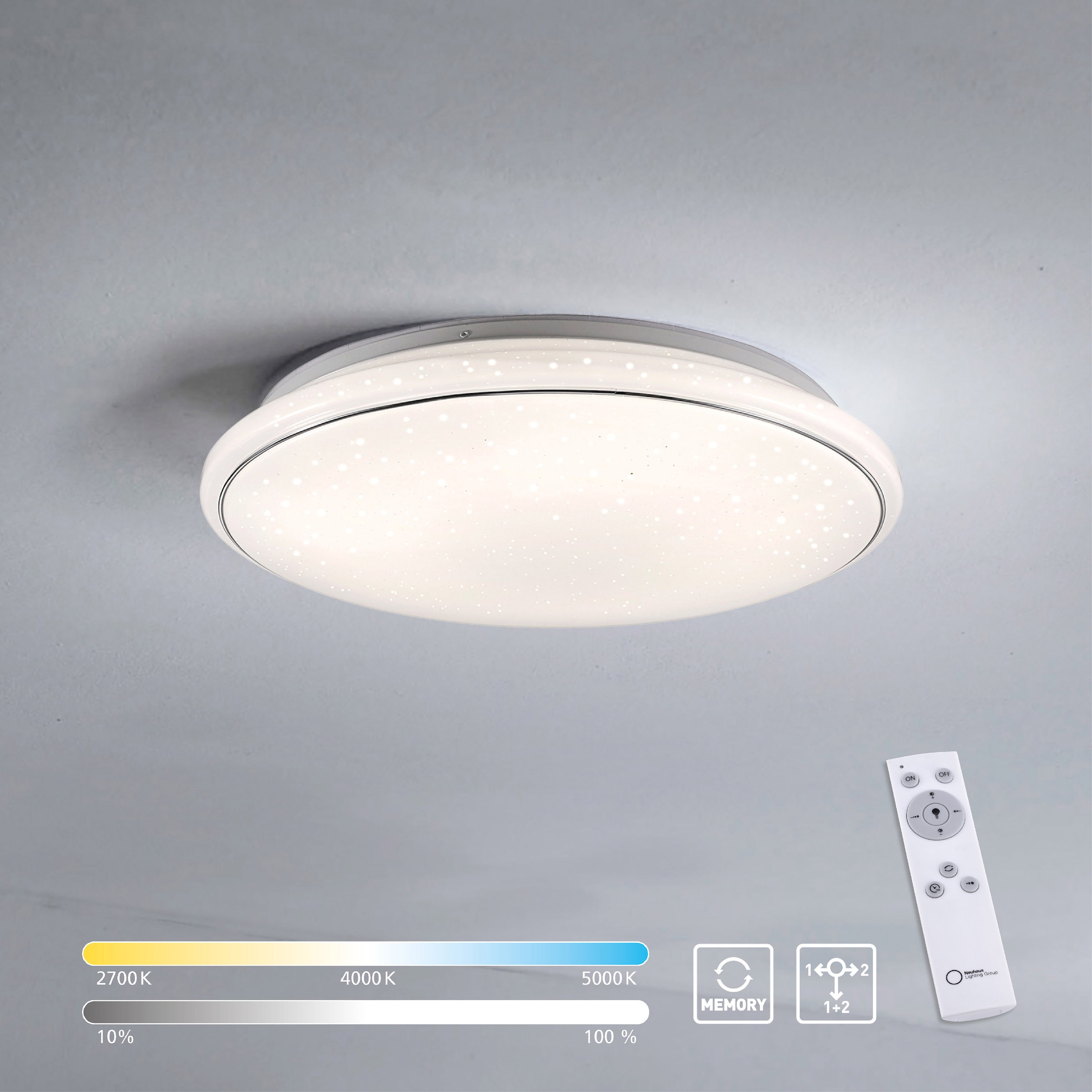 JUST LIGHT Deckenleuchte »JUPITER«, 1 flammig, Leuchtmittel LED-Board | LED fest integriert, CCT - Farbtemperaturregelung, dimmbar über Fernbedienung, Ø 59 cm