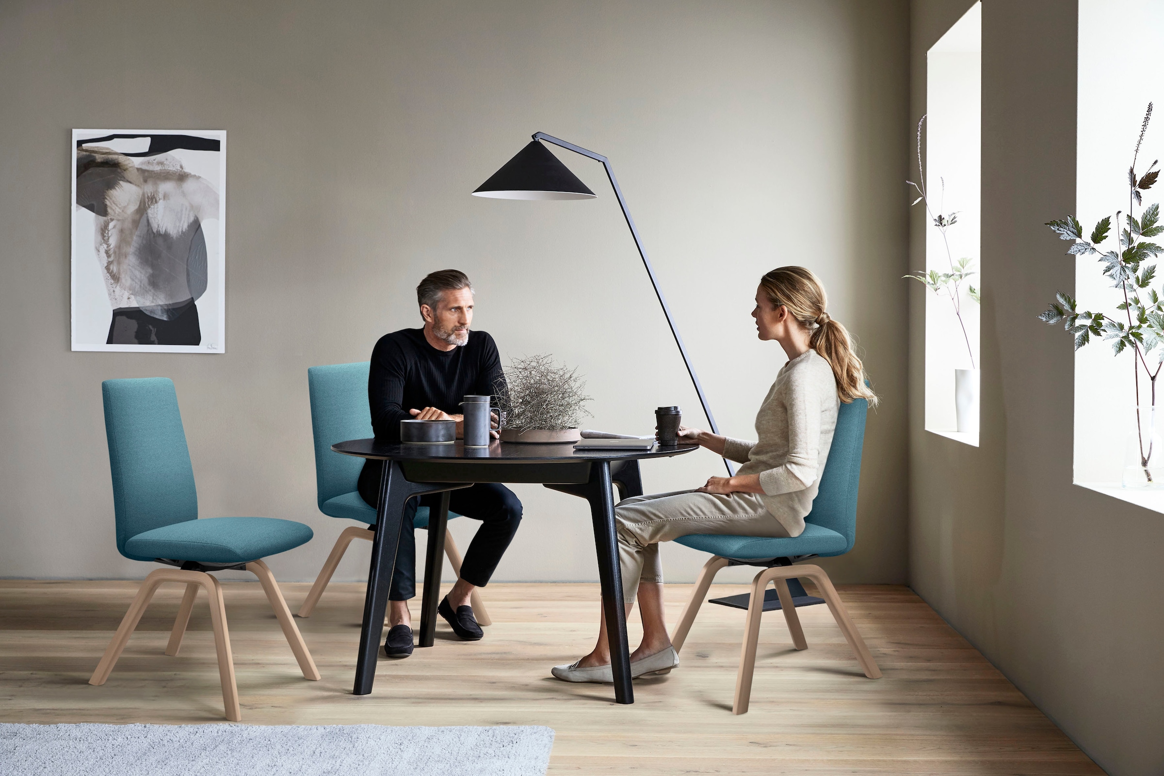 Stressless® Polsterstuhl »Laurel«, ROHLEDER Stoff Q2 FARON, Low Back, Größe L, mit schräggestellten Beinen in Eiche natur