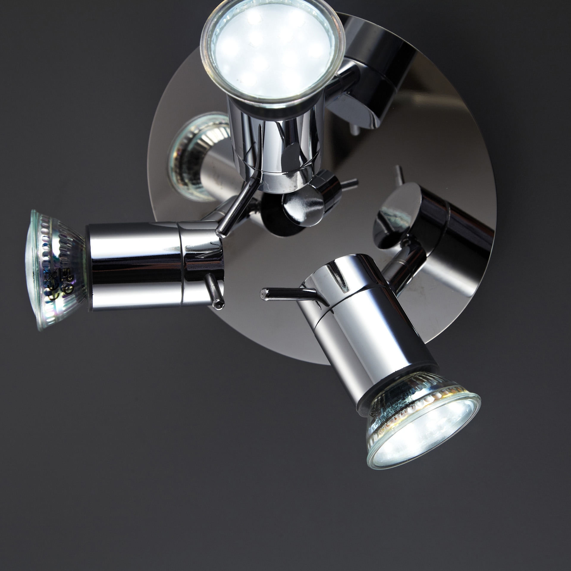 B.K.Licht LED Deckenleuchte, 3 flammig, Leuchtmittel GU10 | LED wechselbar, LED, Deckenlampe, Badezimmer, Chrom, drehbar, IP44, inkl. 3W 250lm