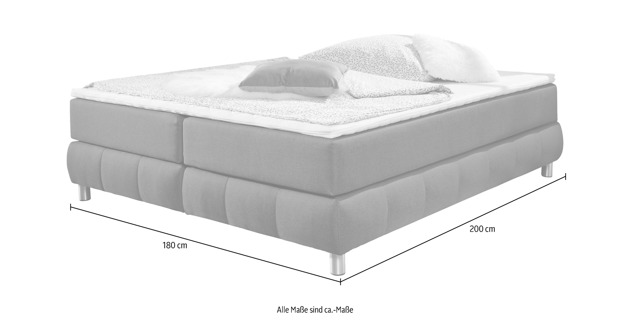 8. Bild von andas Boxspringbett »Salo«, Ohne Kopfteil, inkl. Topper, auch in Überlänge 220 cm