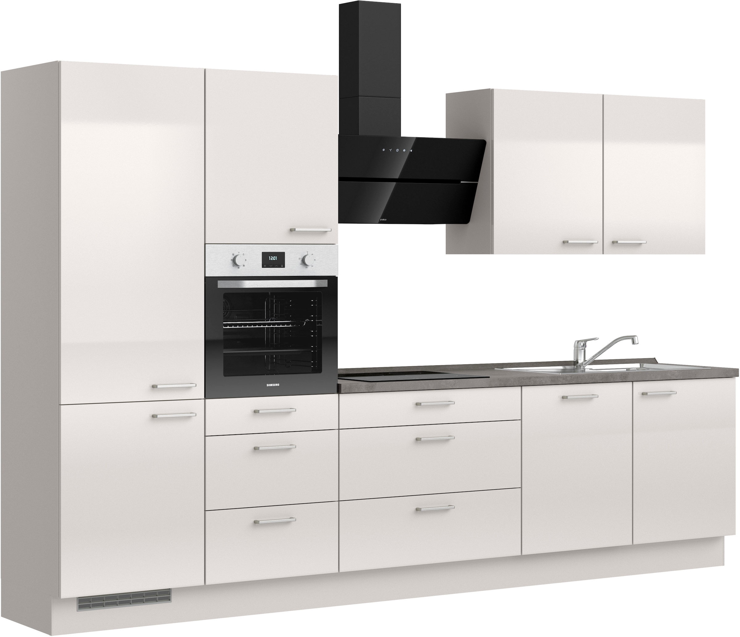 nobilia® Küchenzeile »"Flash II"« vormontiert,  Ausrichtung wählbar, Breite 330 cm, wahlw. mit E-Geräten