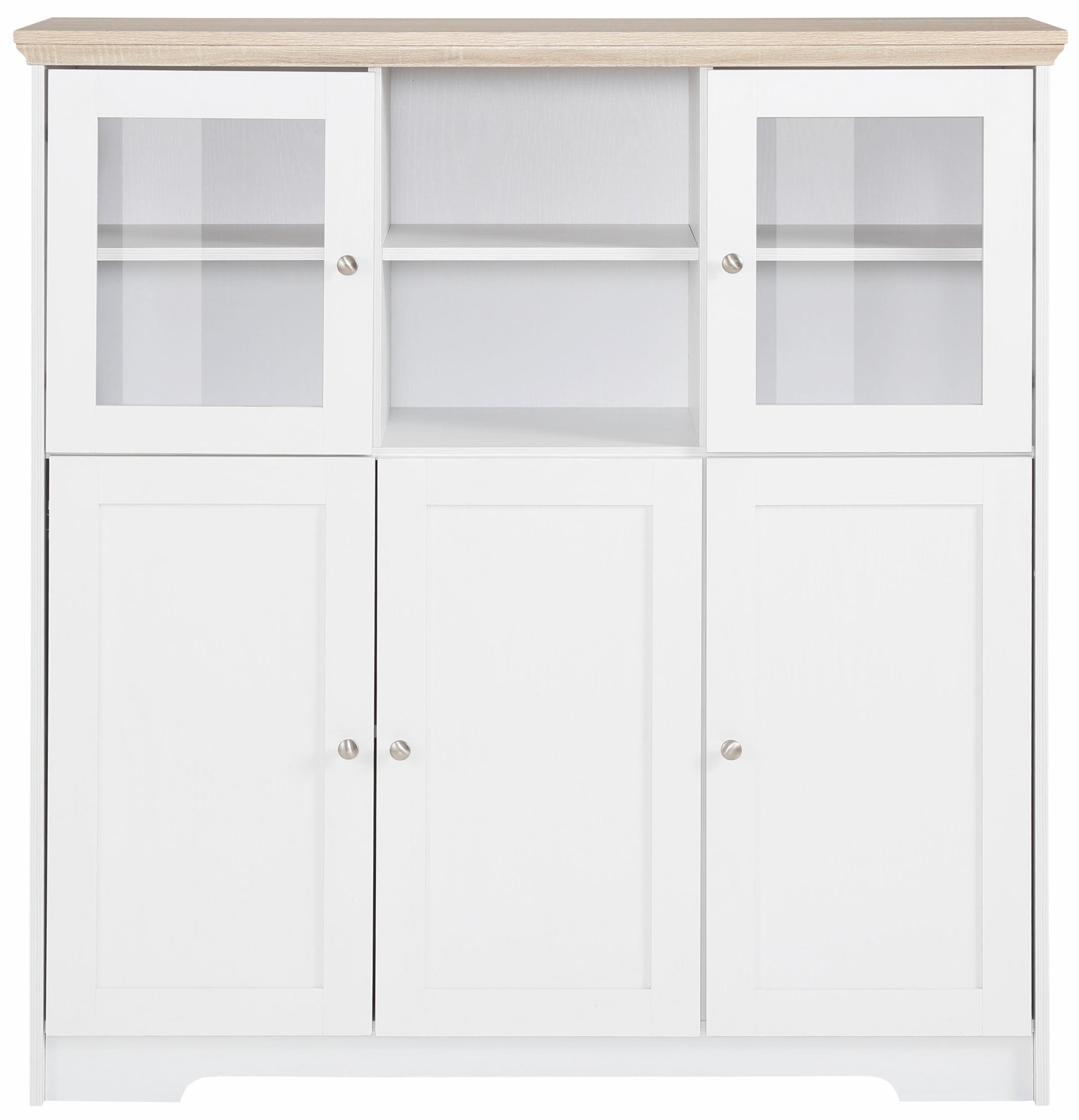 Home affaire Highboard »Nanna«, Vitrine in Eichen-Optik, Breite 118 cm