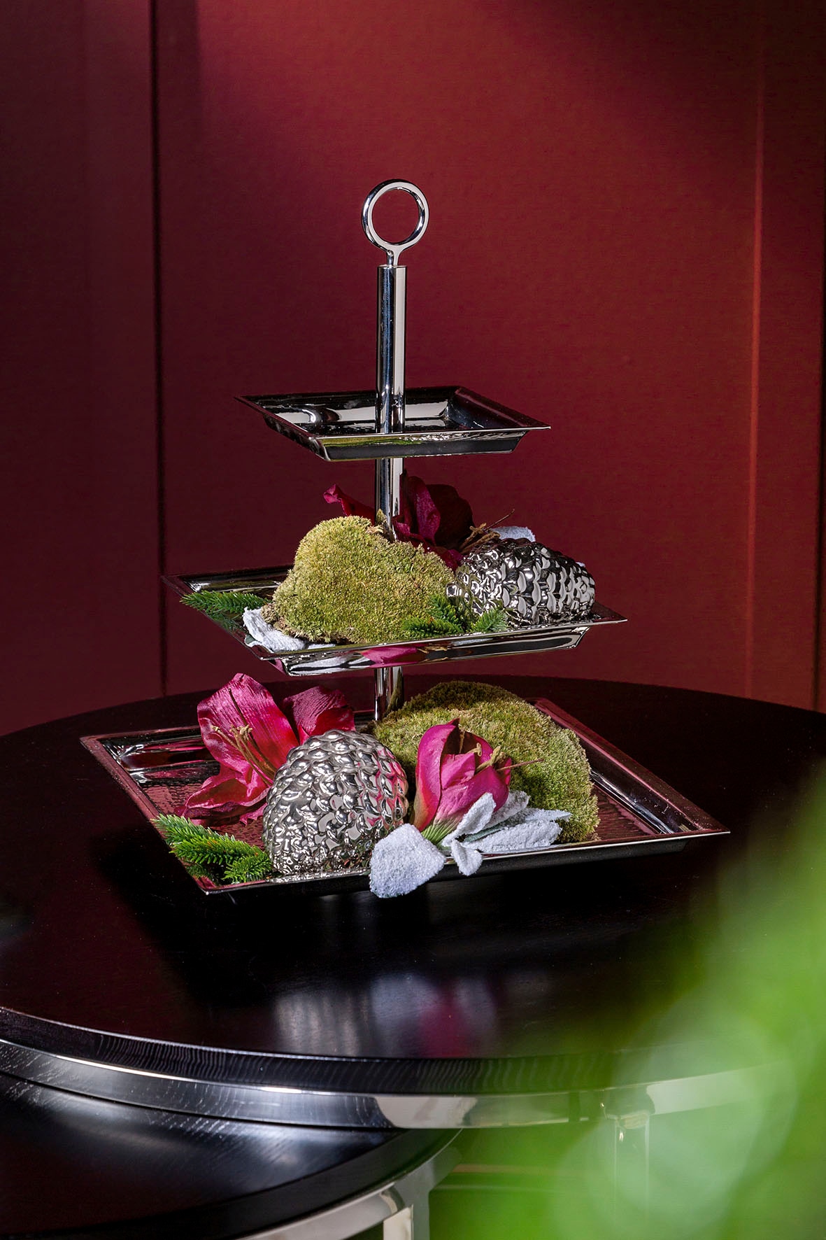 Fink Etagere »NAGANO, mit feiner Hammerschlagstruktur«, (1 tlg.), mit 3 Etagen, quadratisch