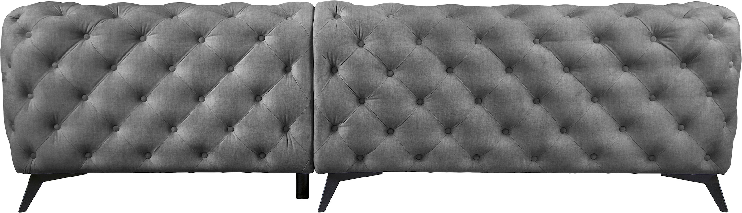 Leonique Chesterfield-Sofa »Ecksofa GLYNIS L-Form mit Wellenunterfederung, Maße B/T/H 264/264/75cm«, aufwändige Knopfheftung, moderne Chesterfield Optik, Fußfarbe wählbar