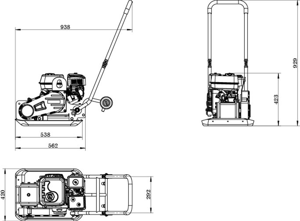 ZIPPER Rüttelplatte kompakte Größe für Transport und Lagerung