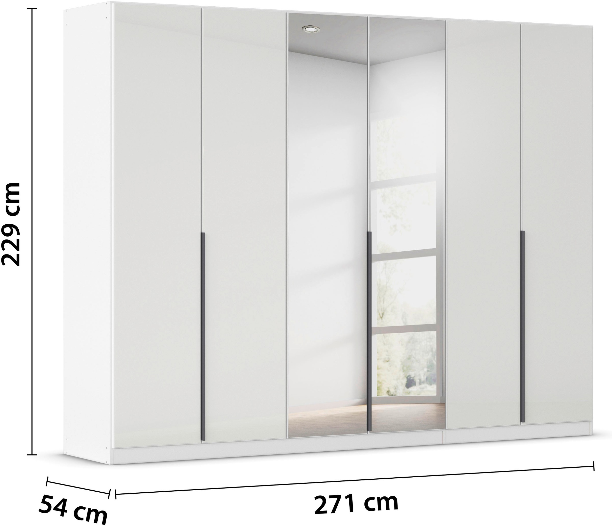 rauch Drehtürenschrank »Kleiderschrank Kleiderschränke Schrank Garderobe AGORDO mit Glasfront«, (in zwei Griff-Farben), durchdachte Innenausstattung, in 6 Breiten und 2 Höhen MADE IN GERMANY