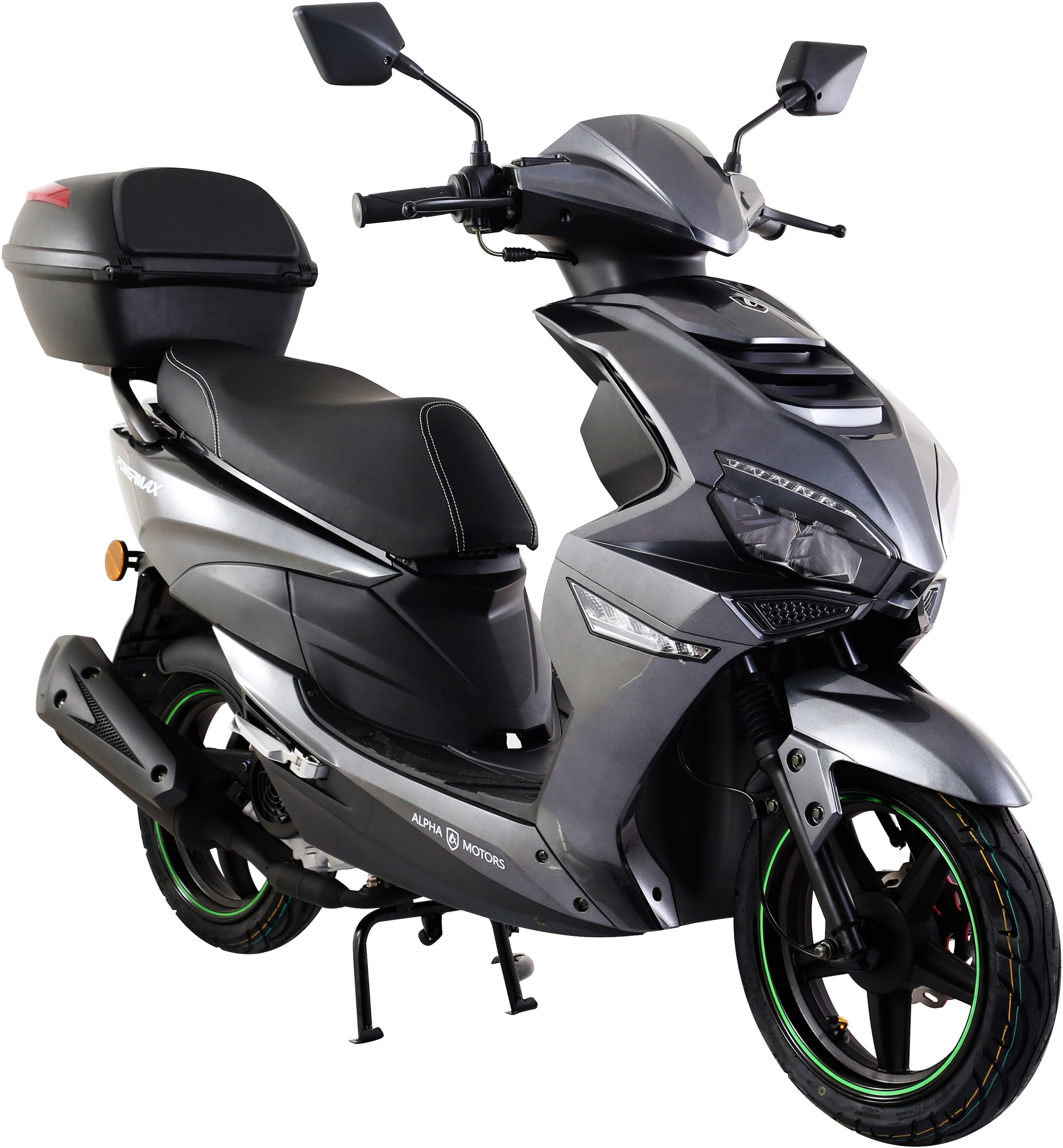 Alpha Motors Motorroller »Powermax 50 ccm 25 kmh EURO 5 dunkelgrau (mit/ohne Topcase)«, 50 cm³, 25 km/h, Euro 5, 2,6 PS