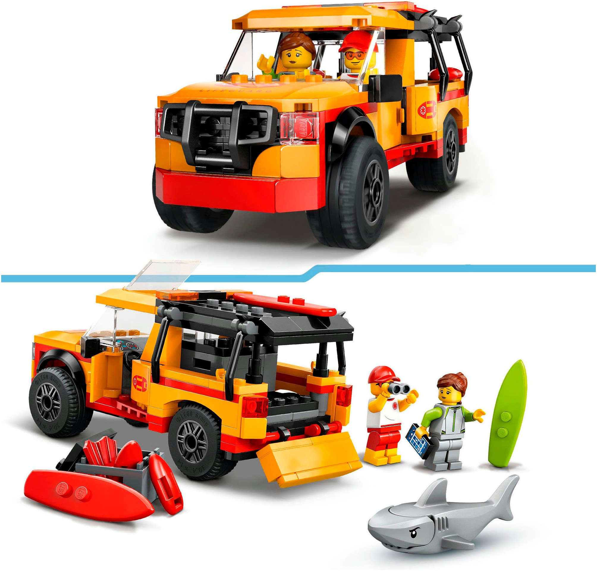 LEGO® Konstruktionsspielsteine »Einsatzfahrzeug der Rettungsschwimmer (60453), LEGO City«, (214 St.), Made in Europe