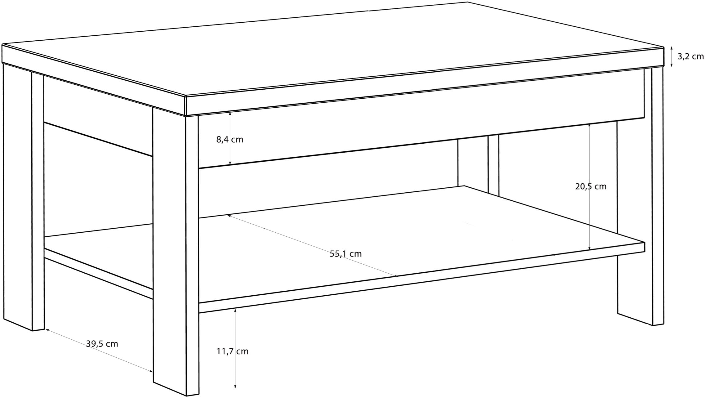 FORTE Couchtisch »Bohol« B/H/T 100/45,7/60 cm zweifarbiges Dekor