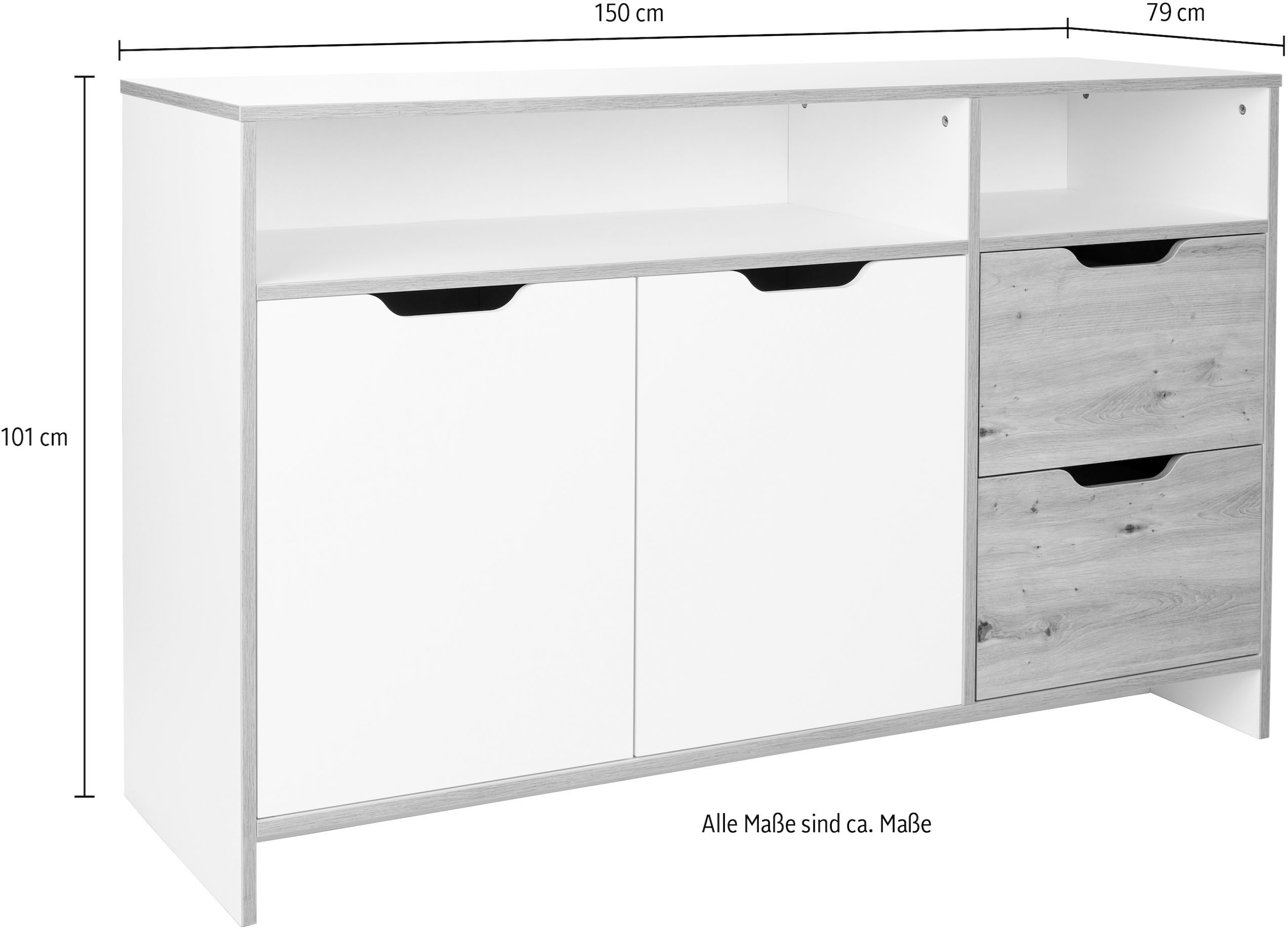 arthur berndt Babymöbel-Set »Babyzimmer Set »Maxim« 3-teilig«, (Set, 3 tlg., Babymöbel-Set »Maxim«), Gedämpfte Türen und Schubkästen