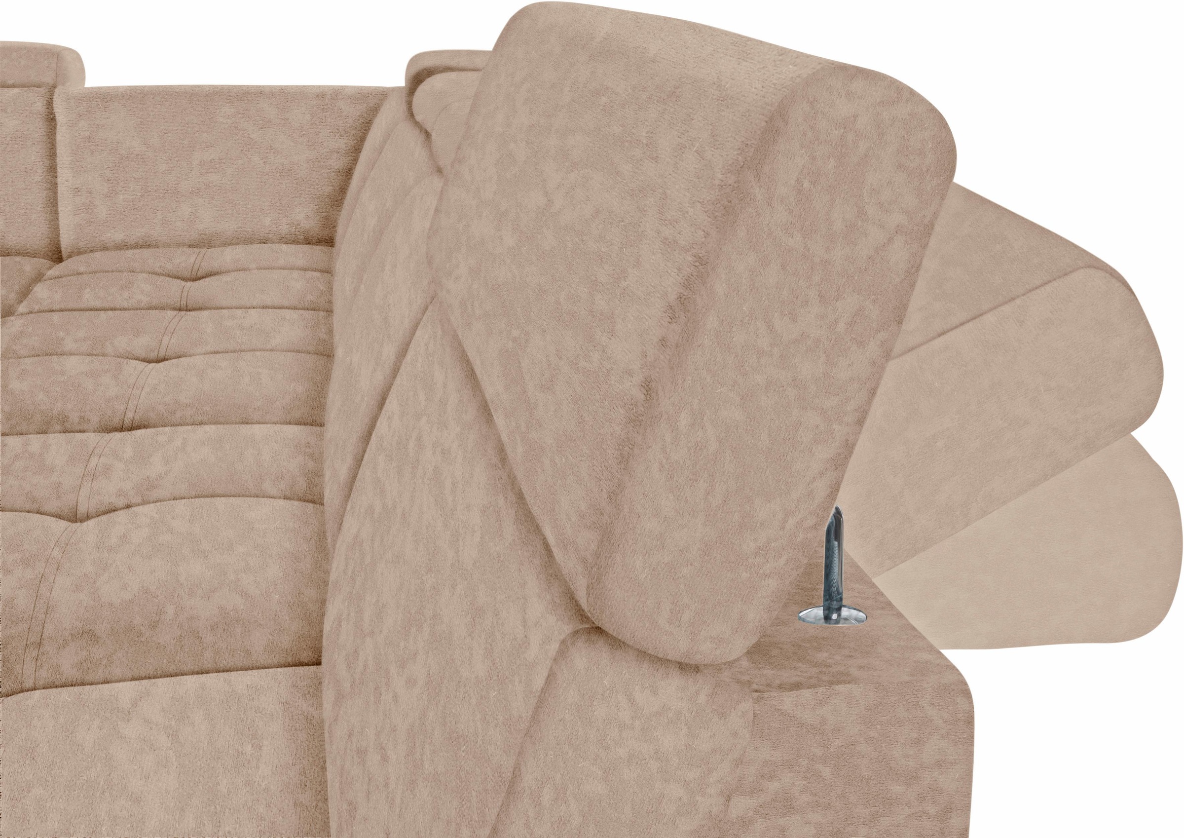 DOMO collection Wohnlandschaft »Ava moderne Sitzheftung mit toller Doppelnaht, komfortabel, U-Form«, mit Federkern, wahlweise mit Kopfteilverstellungen