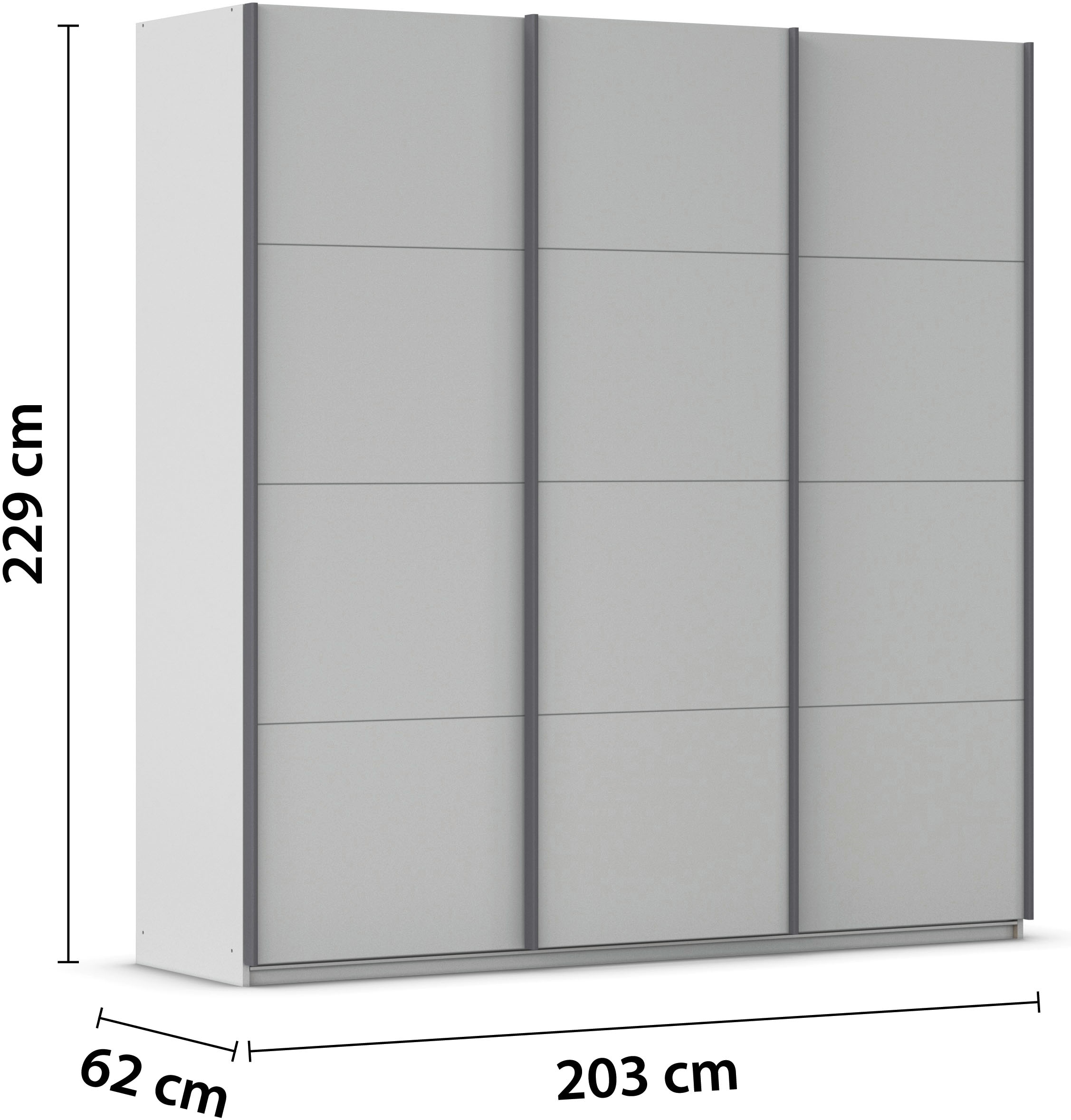 rauch Schwebetürenschrank »Kleiderschrank Schrank Garderobe AGORDO mit Dekor- oder Hochglanzfront«, (in zwei Griff-Farben), durchdachte Innenausstattung, in 4 Breiten und 2 Höhen MADE IN GERMANY