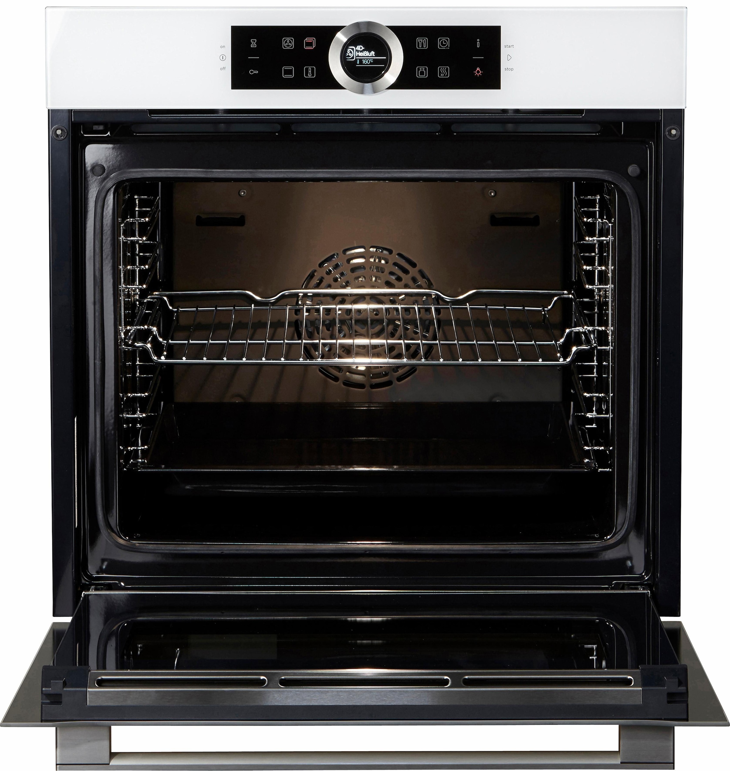 5. Bild von BOSCH Einbaubackofen »HBG635B«, Serie 8, mit Teleskopauszug nachrüstbar, ecoClean Direct, 4D-Heißluft-Eco-Ober-/Unterhitze Eco-Umluft-Infra-Grill-Großflächen-/Kleinflächengrill-Pizzastufe-Sanftgaren-Vorwärmen-Warmhalten-Auftaustufe, mit Pizzastufe