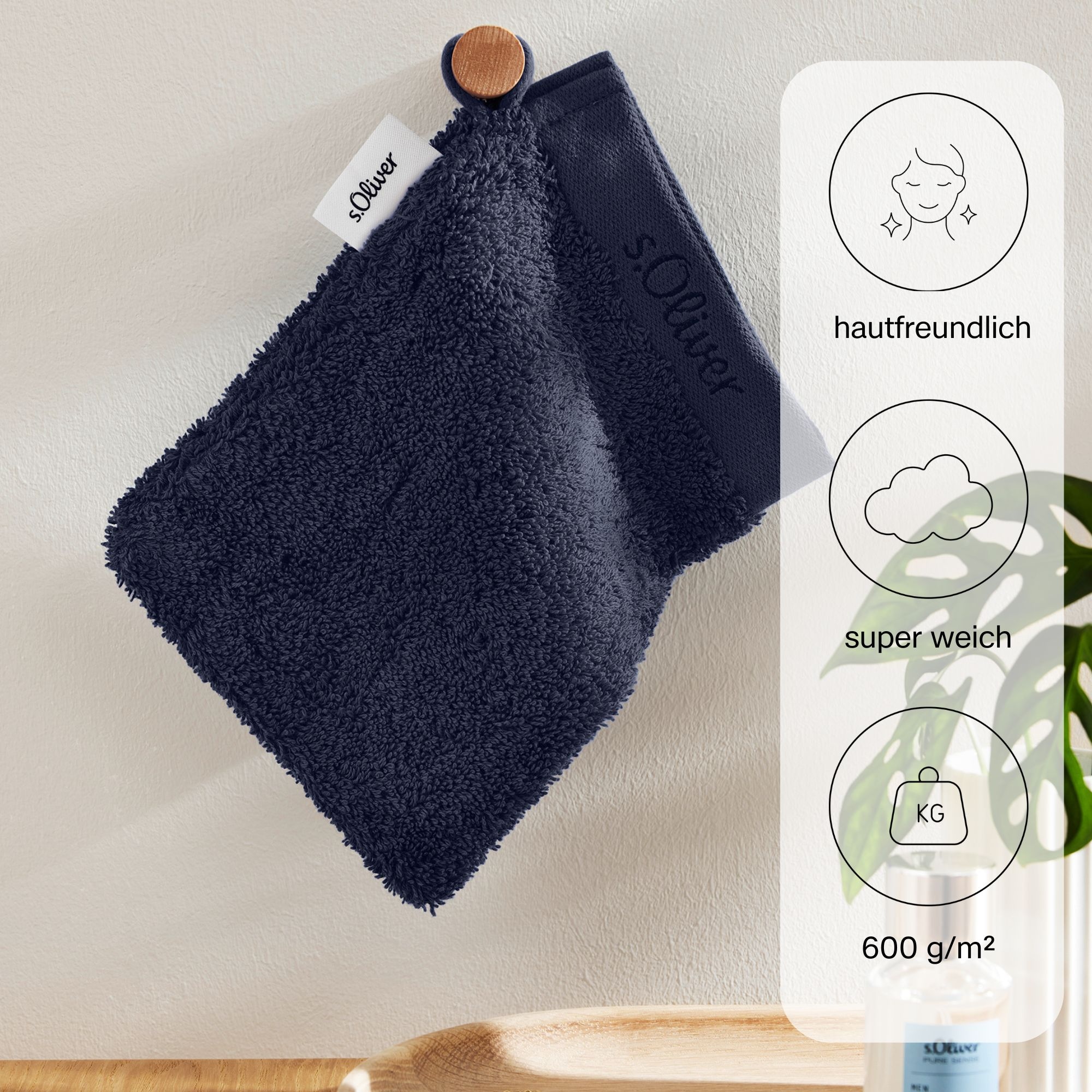 s.Oliver Waschhandschuh »s.Oliver, Premium Qualität, 600 gr/m², auch als Sets erhältlich«, (1 St., Waschlappen 16 x 21 cm), große Farbauswahl, auch als Duschtuch, Handtuch, Gästetuch