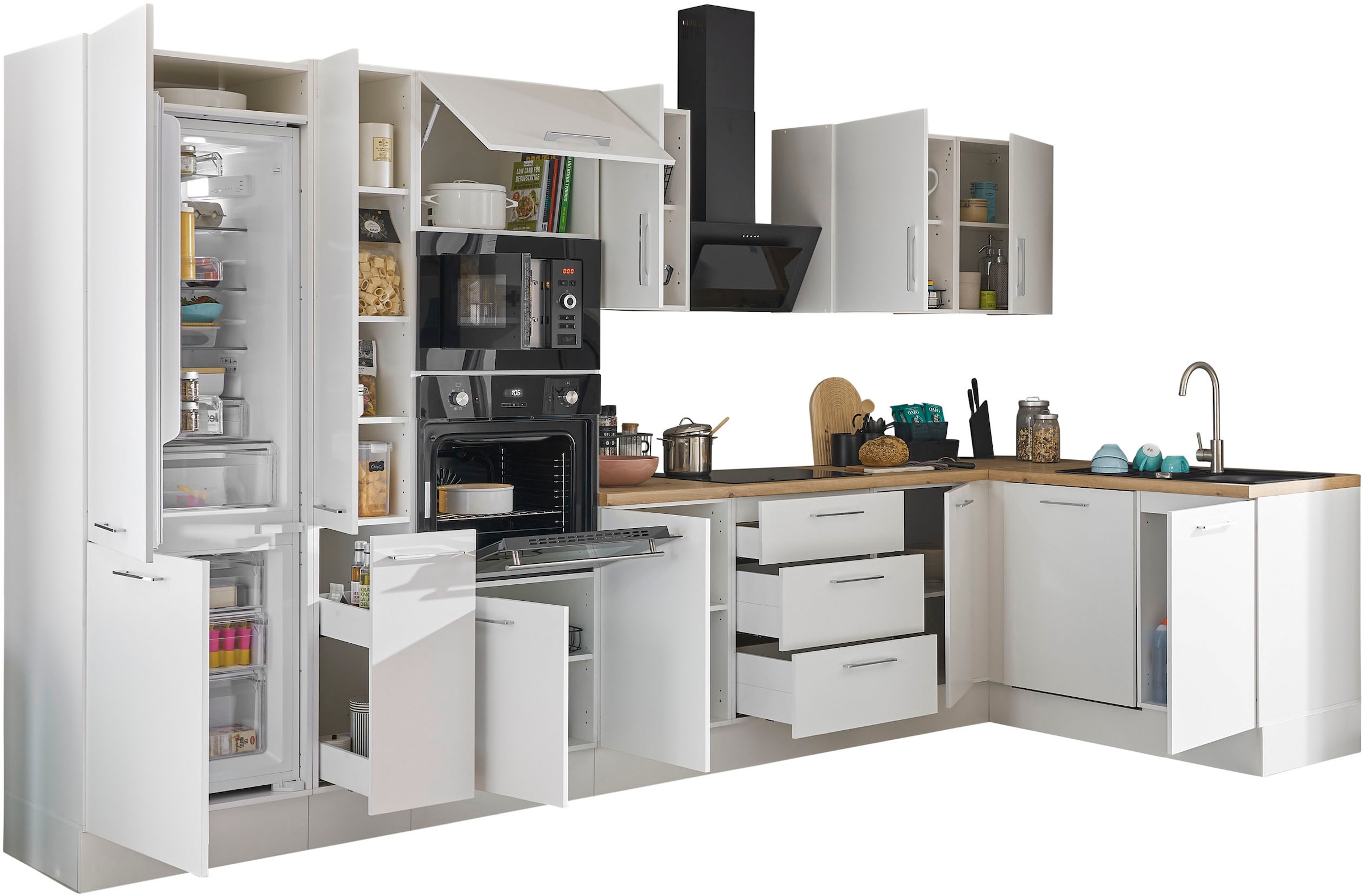 BASIC by Balculina Winkelküche »Turin«, Stellbreite 370x175 cm, wahlweise mit E-Geräten