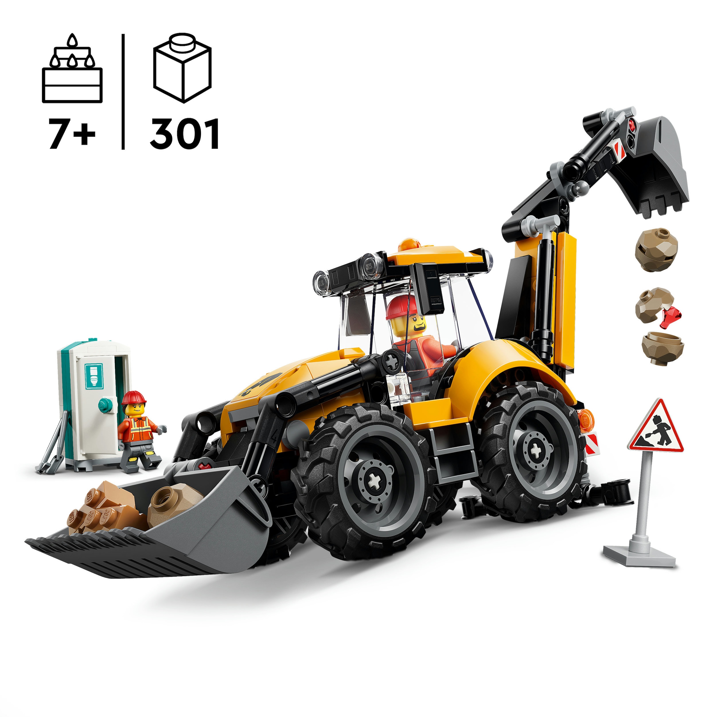 LEGO® Konstruktionsspielsteine »Gelber Baggerlader (60480), LEGO City« Made in Europe