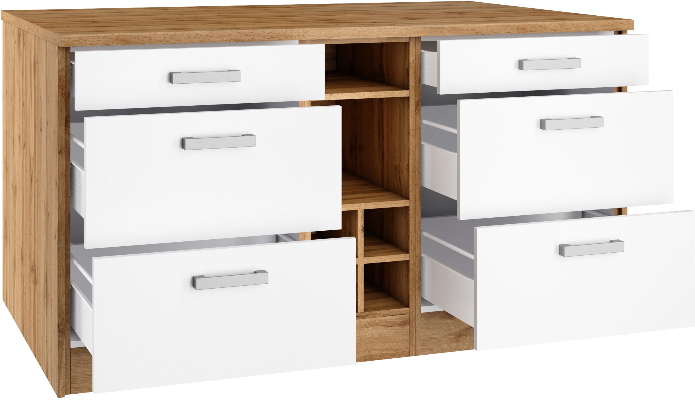 KOCHSTATION Kücheninsel »KS-Toronto«, Breite 153 cm, MDF-Fronten, Flaschenregal