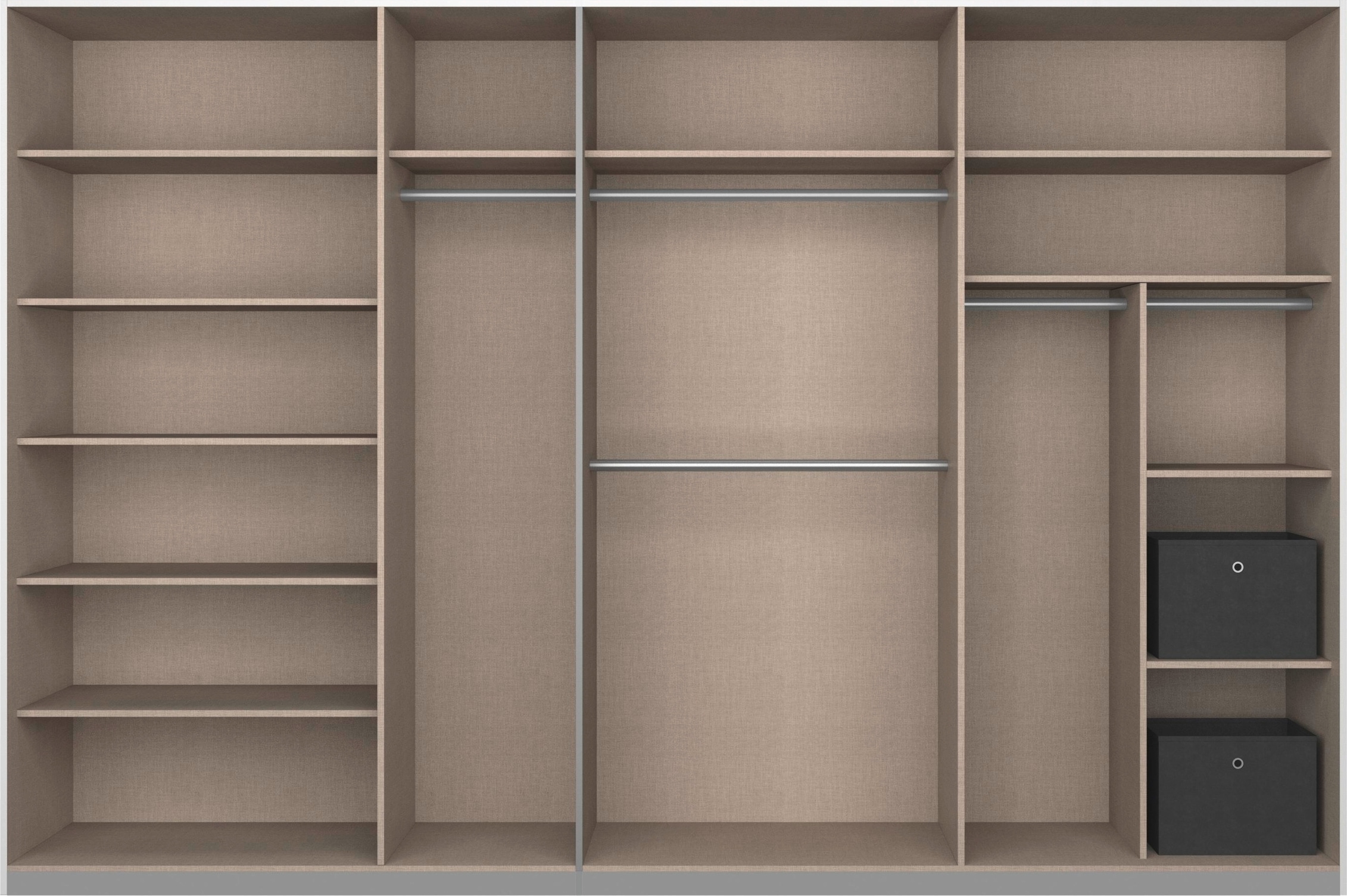 rauch Schwebetürenschrank »Schwebetürenschrank Kleiderschrank Schrank Garderobe CORTONA«, inkl. Inneneinteilung, 2 Stoffboxen und zusätzlichen Einlegeböden